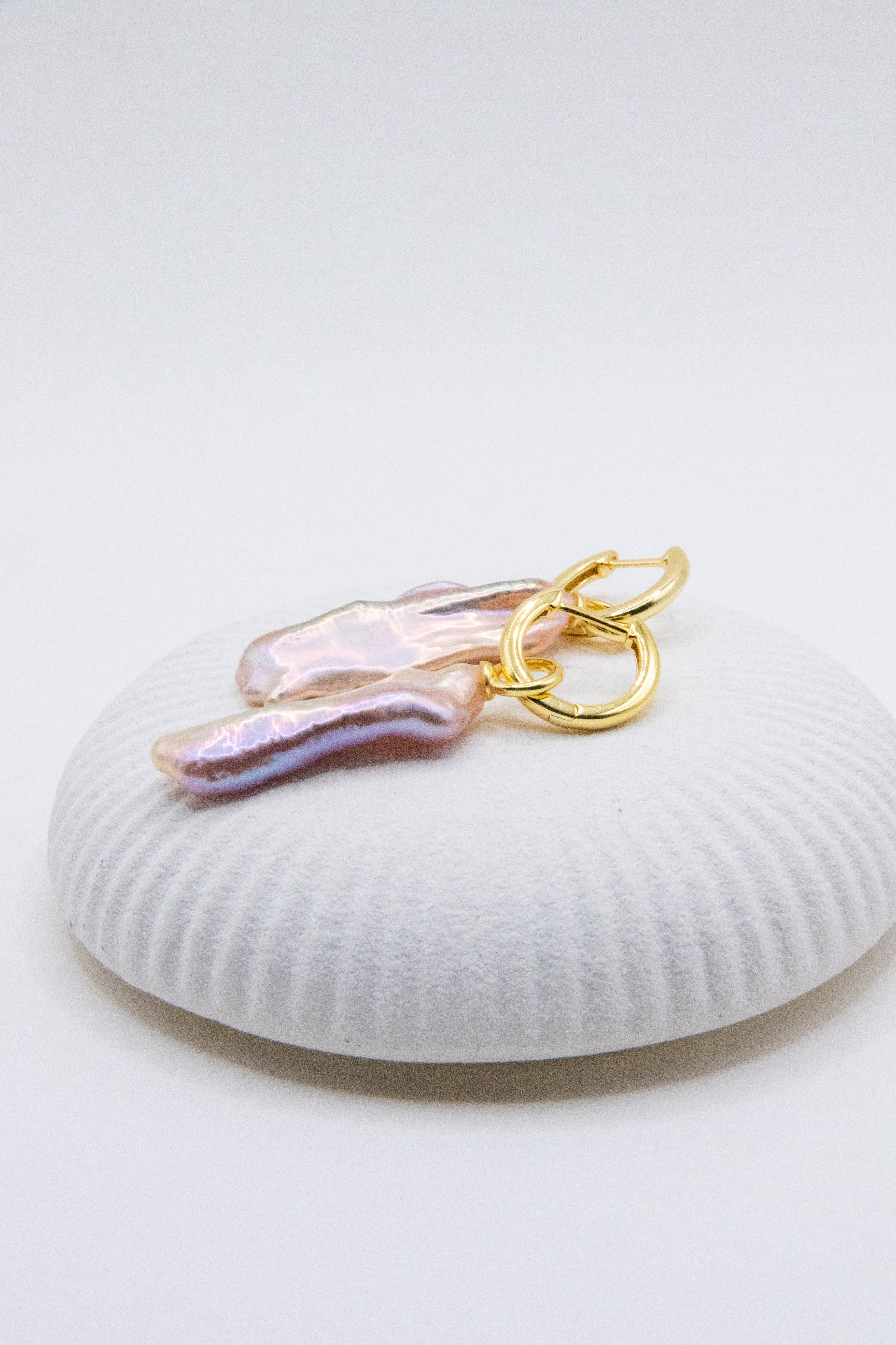 Rare Oversized Seedless Pipa Baroque Pearl Earrings – Detachable Silver-Gold Hoops – 3 Ways to Wear