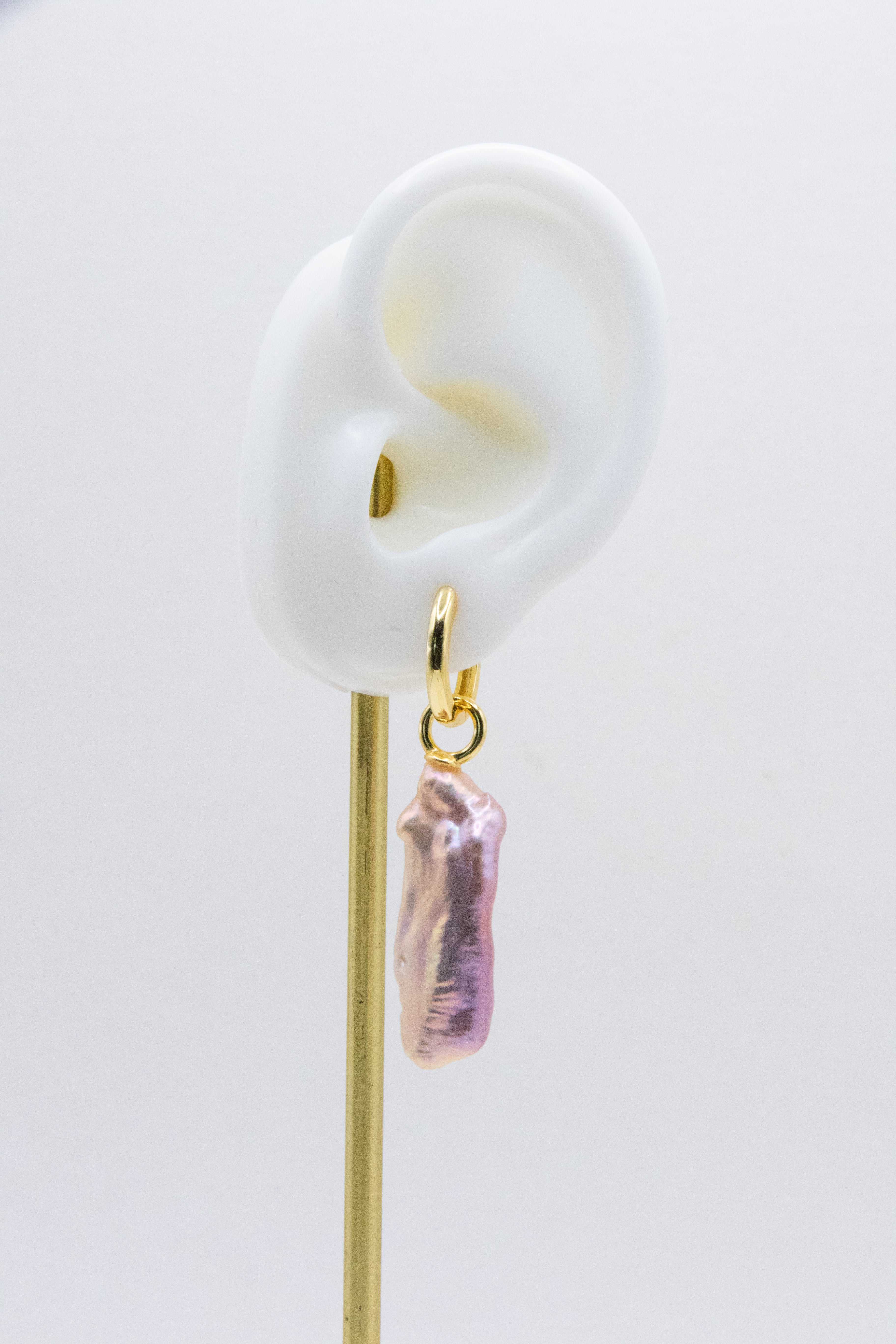 Rare Oversized Seedless Pipa Baroque Pearl Earrings – Detachable Silver-Gold Hoops – 3 Ways to Wear