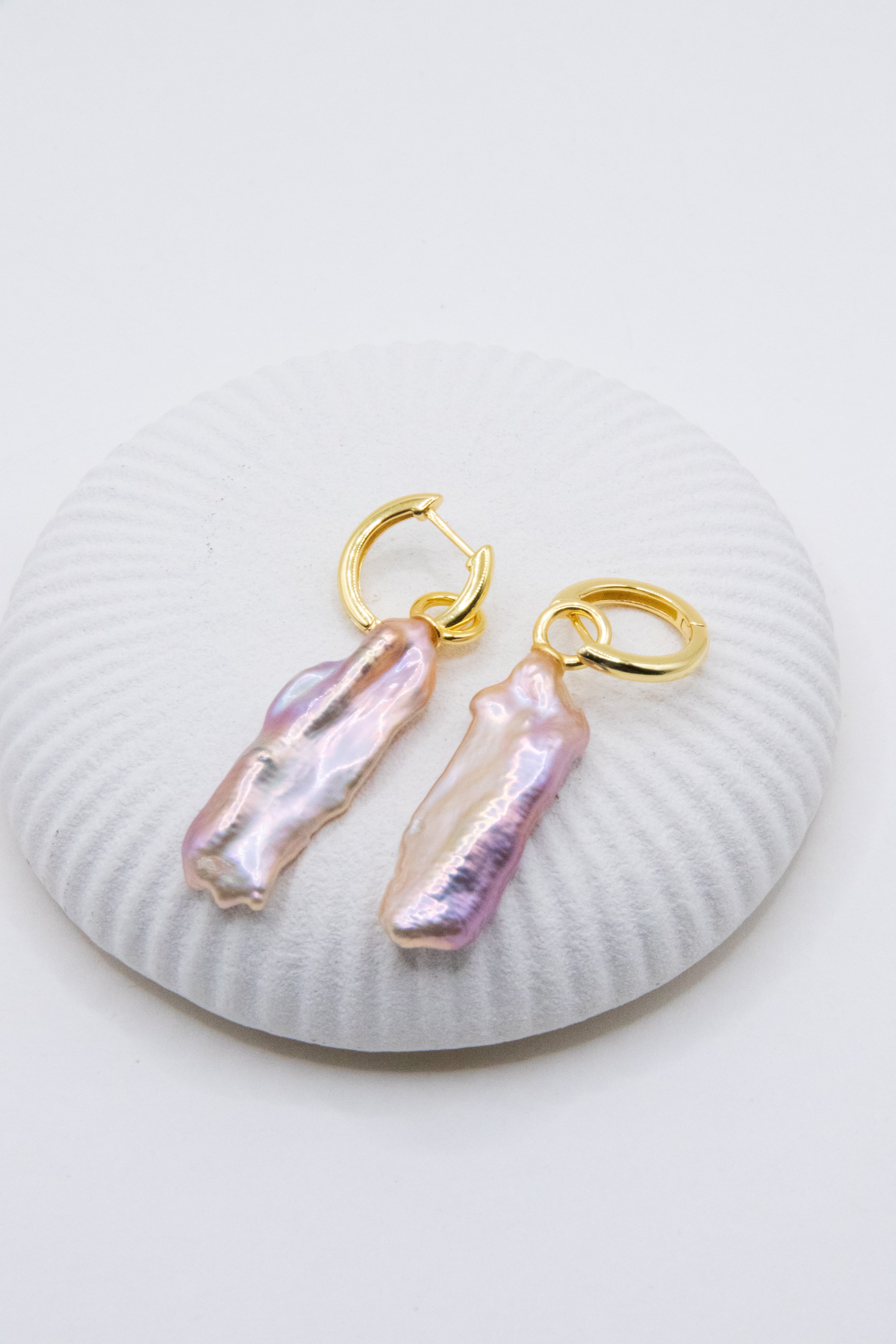 Rare Oversized Seedless Pipa Baroque Pearl Earrings – Detachable Silver-Gold Hoops – 3 Ways to Wear