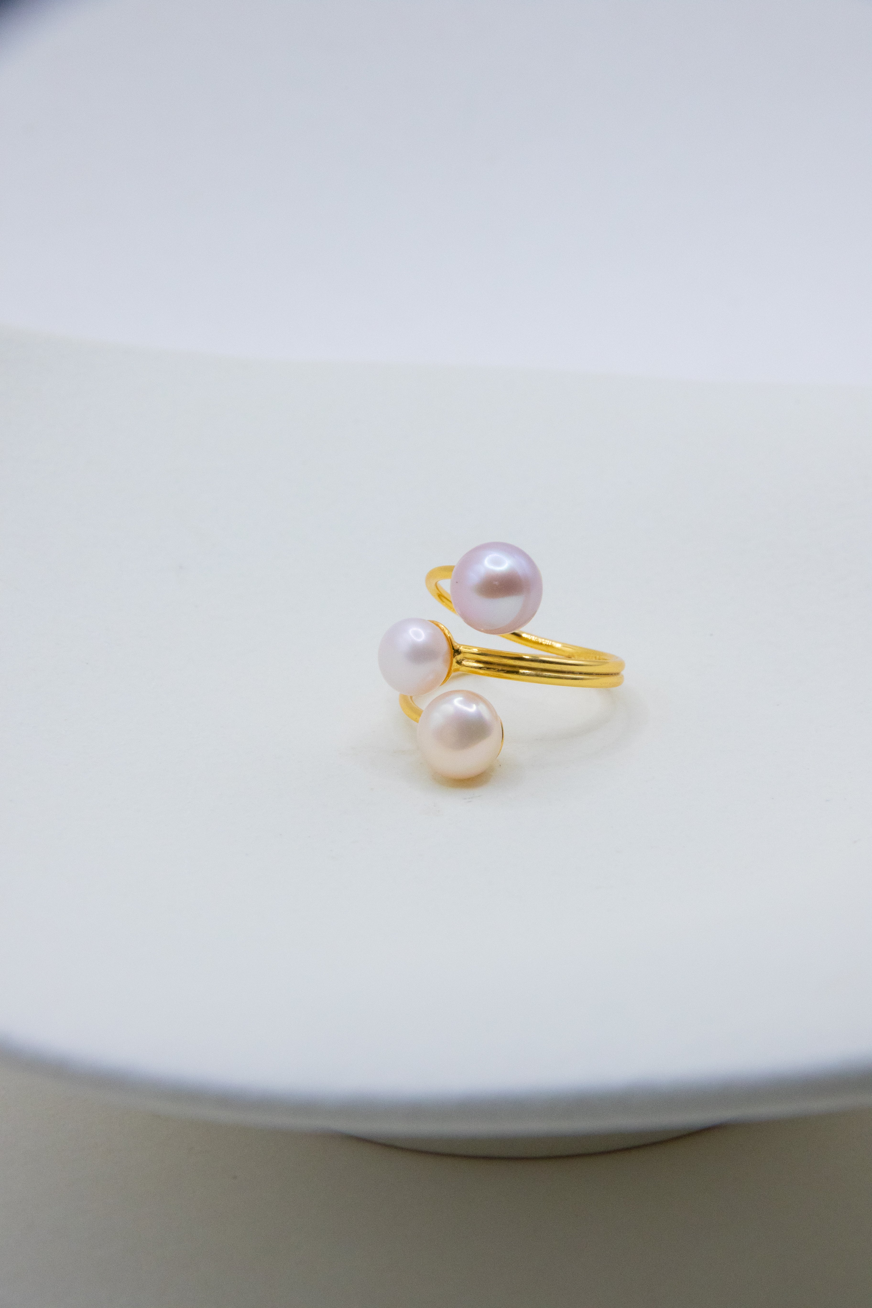 CANDY -Triple Pearl Ring – Candy Color Round Pearls on Sterling Silver