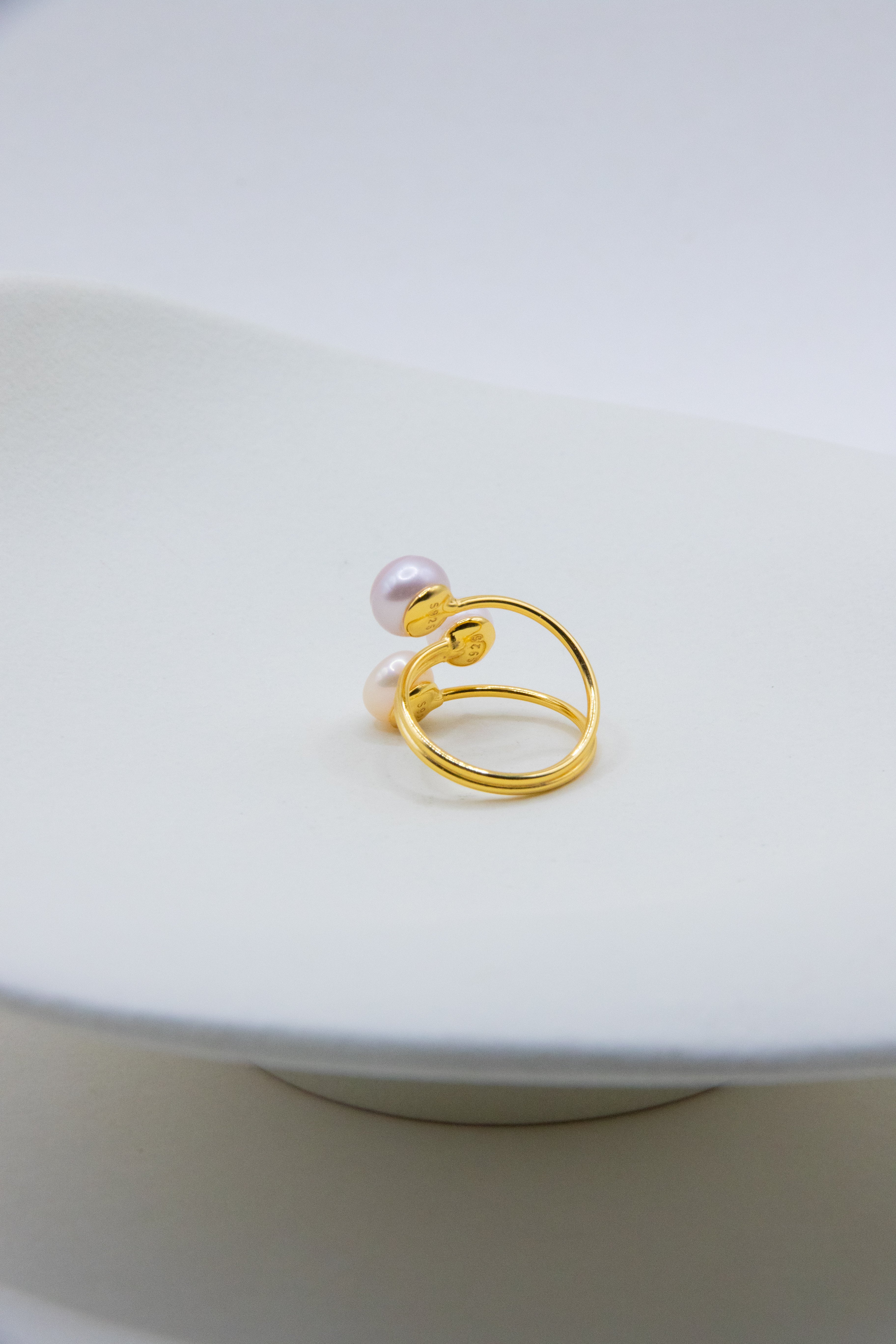 CANDY -Triple Pearl Ring – Candy Color Round Pearls on Sterling Silver