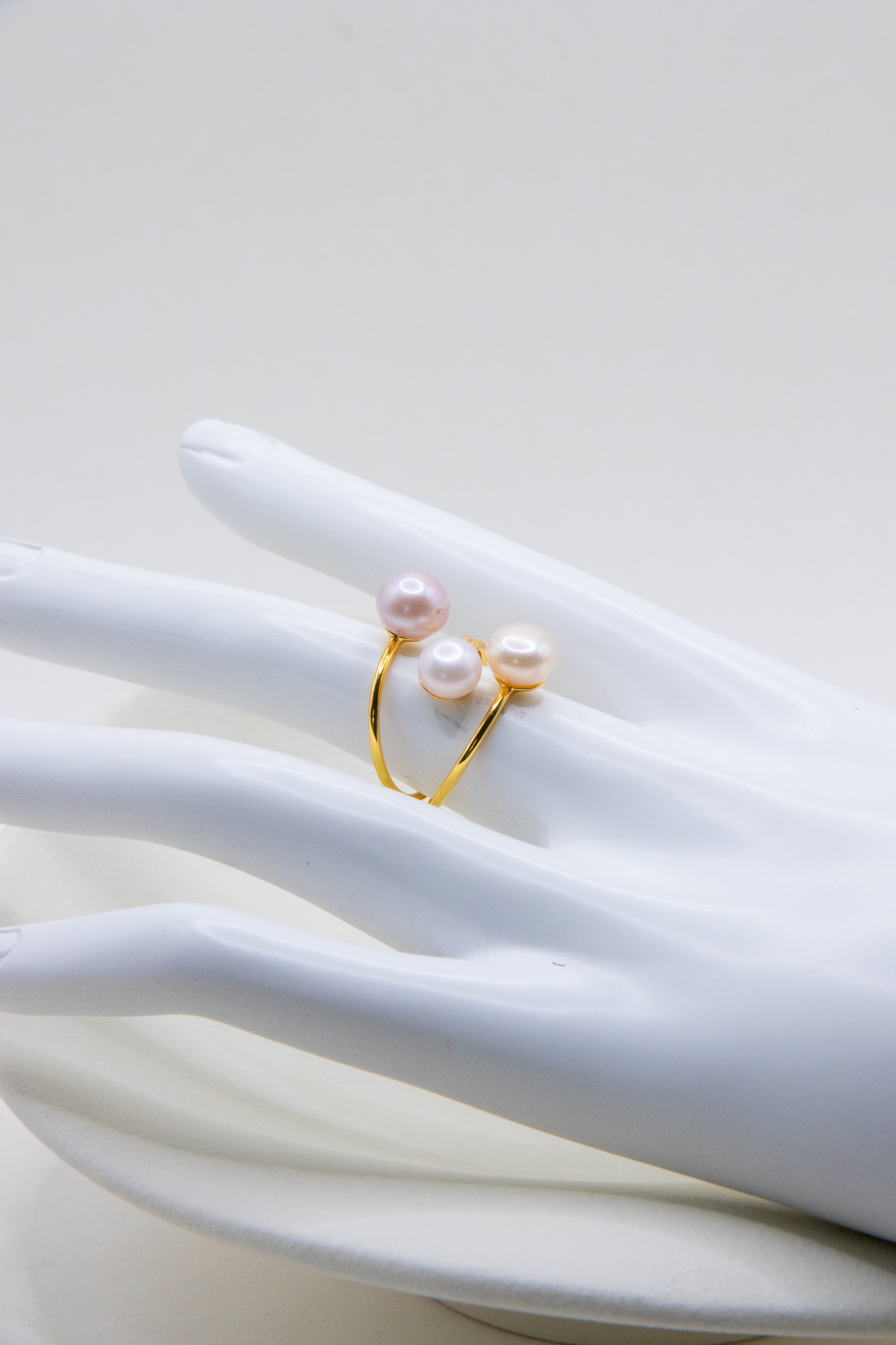 CANDY -Triple Pearl Ring – Candy Color Round Pearls on Sterling Silver