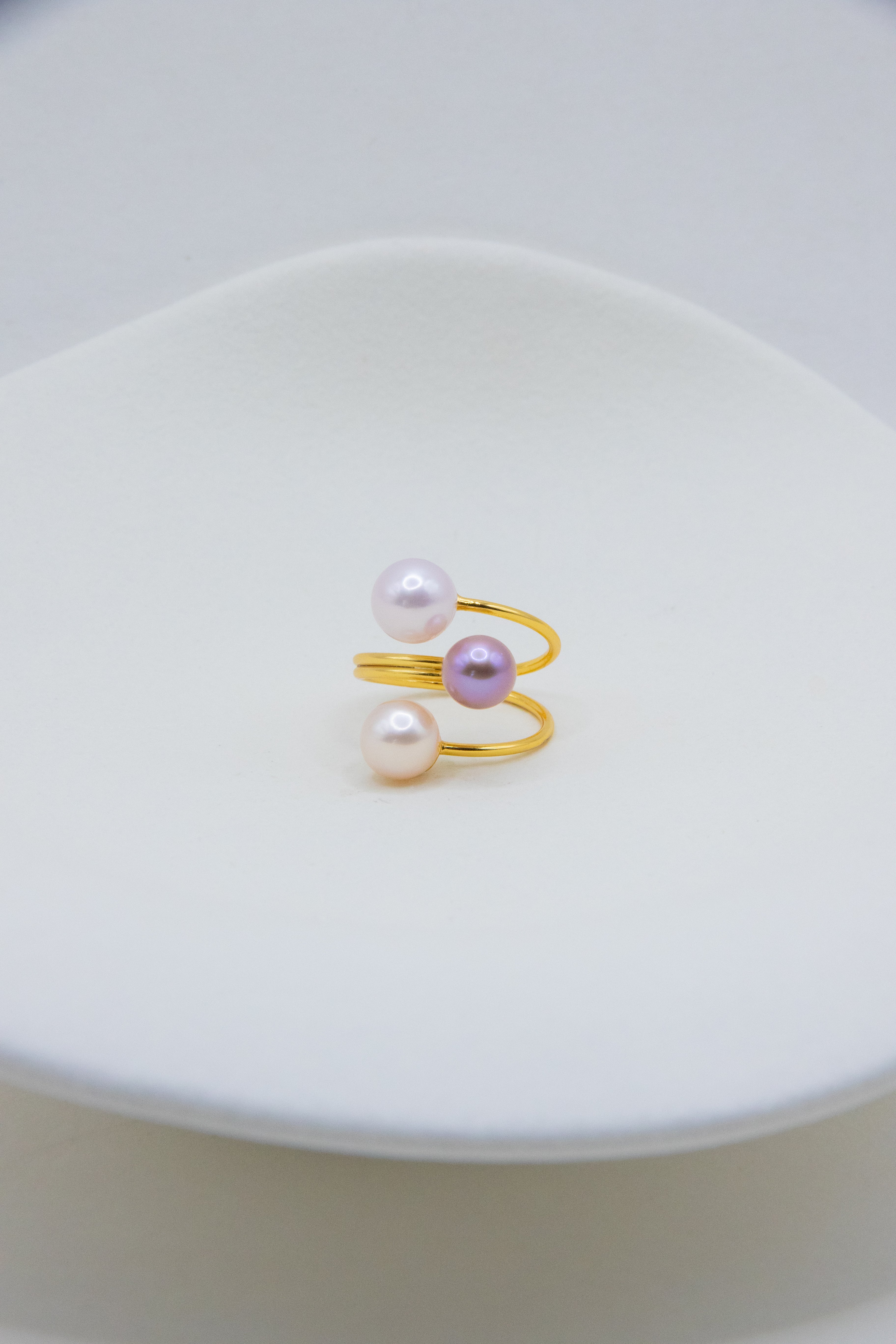 CANDY -Triple Pearl Ring – Candy Color Round Pearls on Sterling Silver
