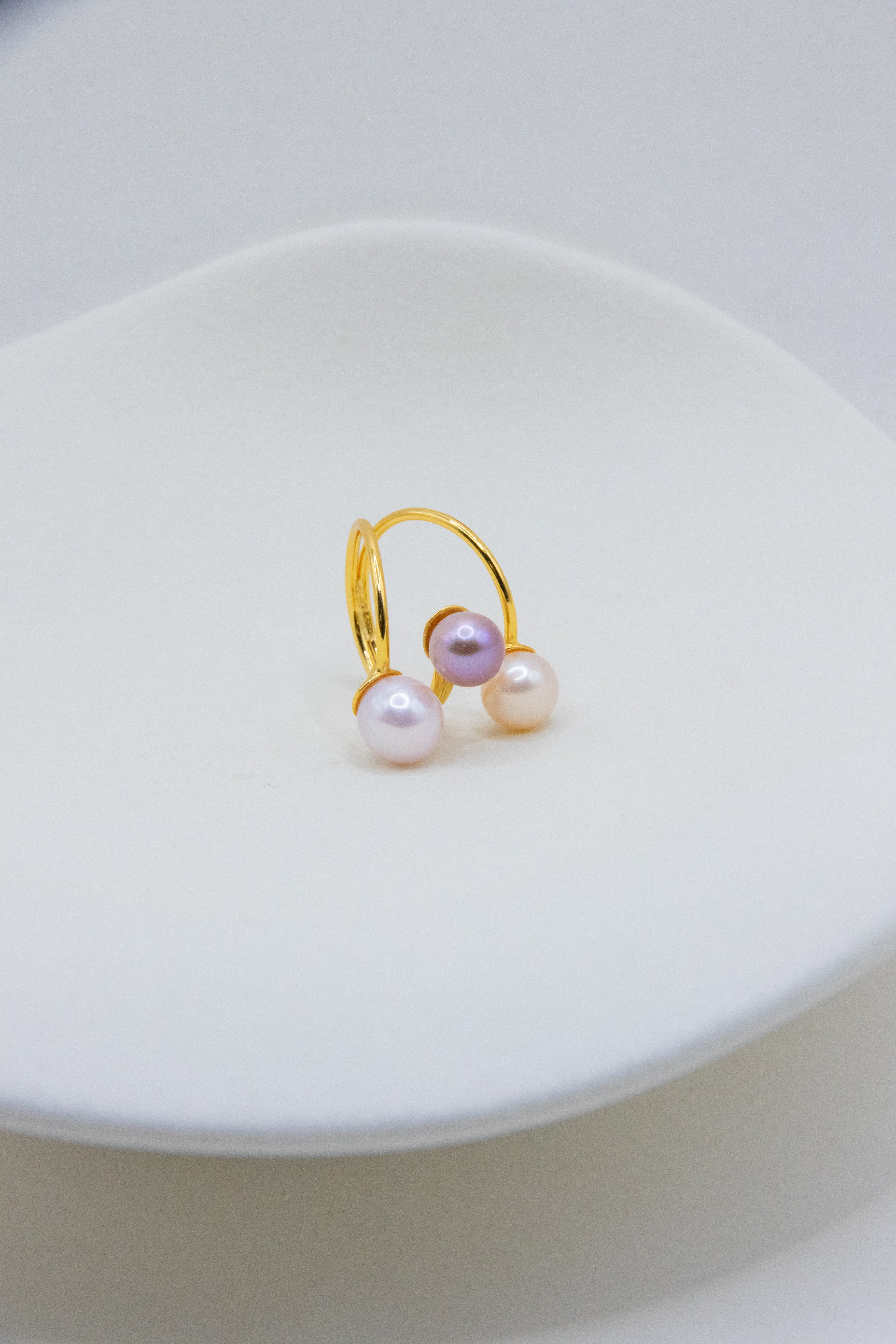 CANDY -Triple Pearl Ring – Candy Color Round Pearls on Sterling Silver