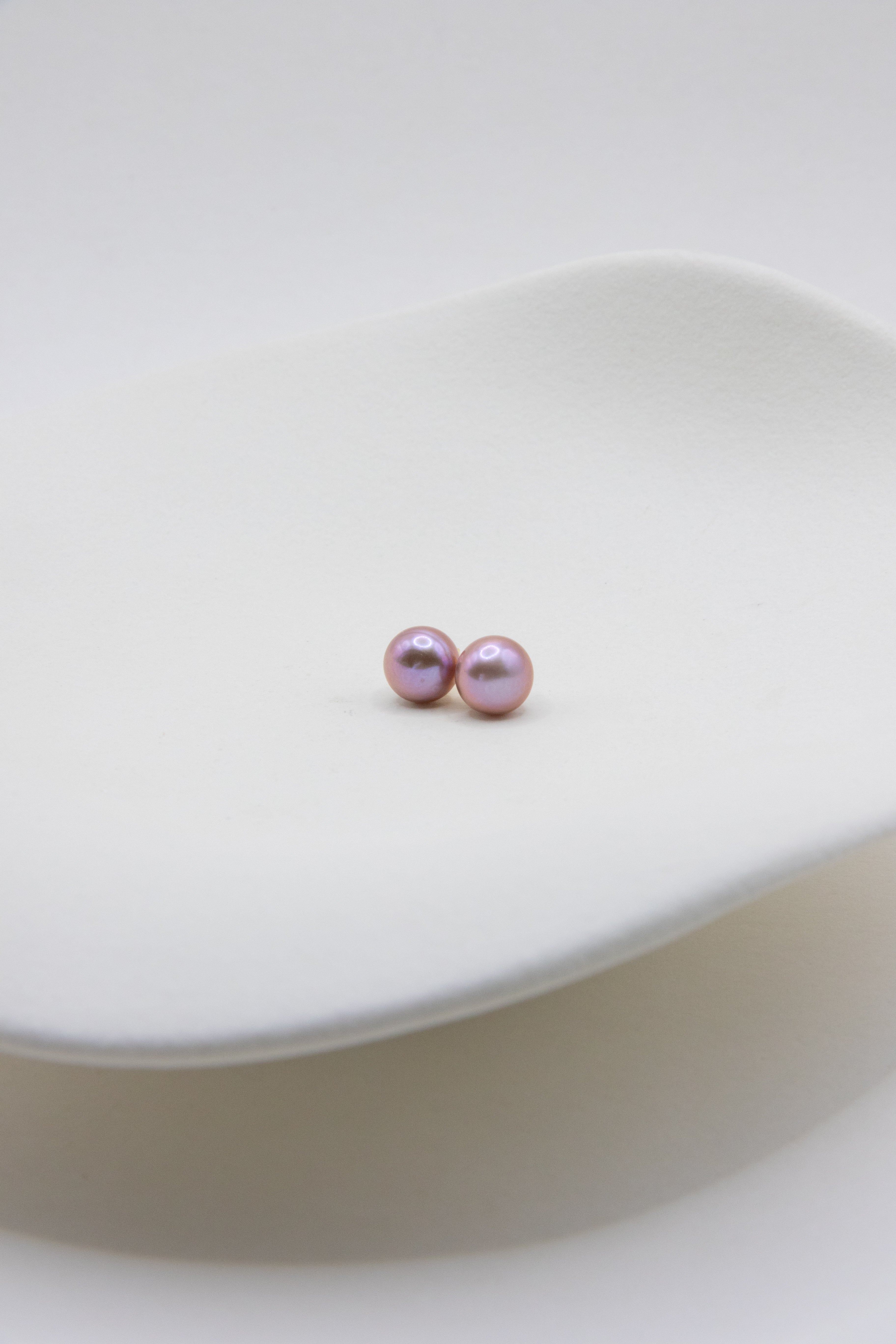 Everyday Pearl Stud Earrings – White & Natural Purple Freshwater Pearls