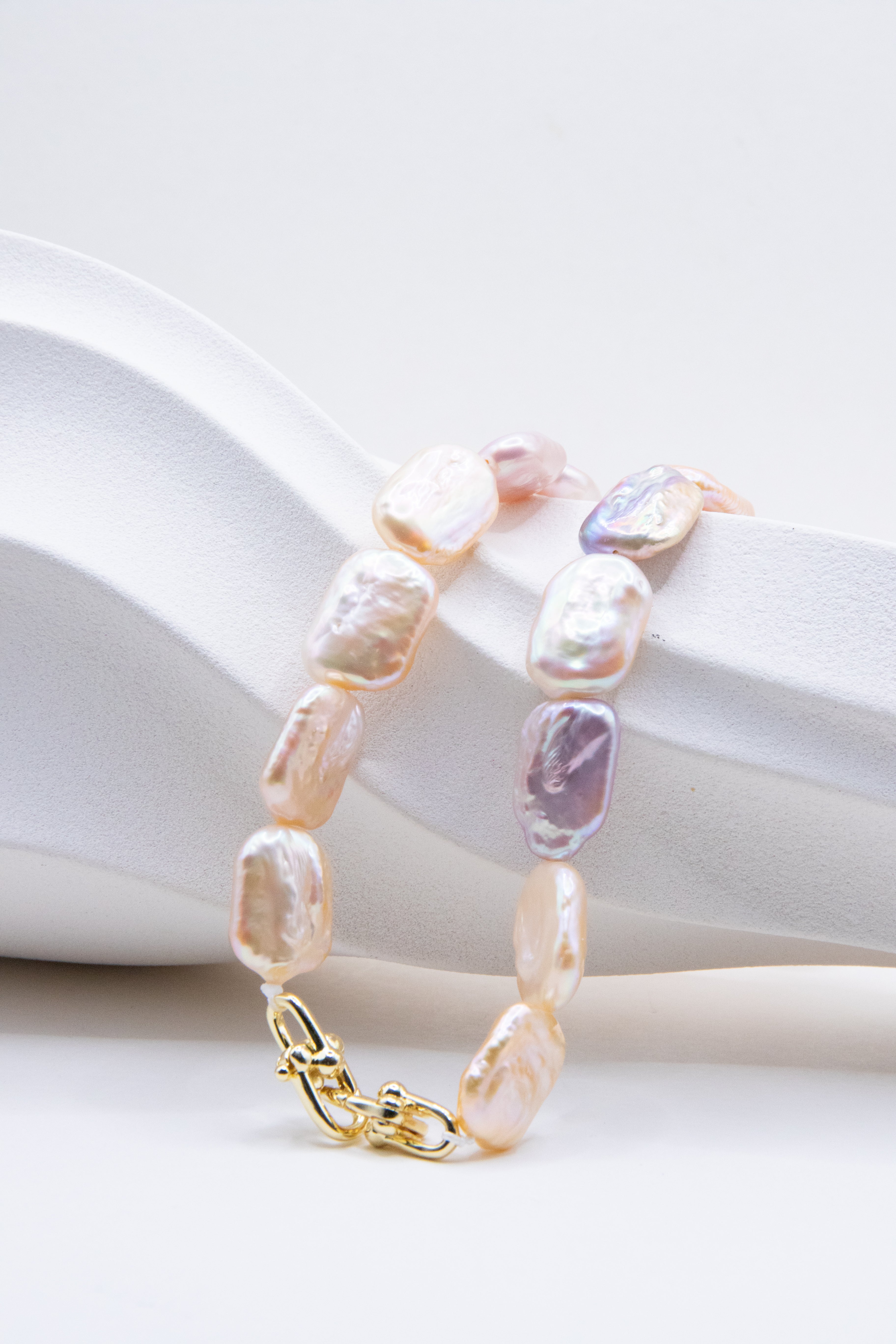 Candy Square Pearl Necklace & Bracelet Set