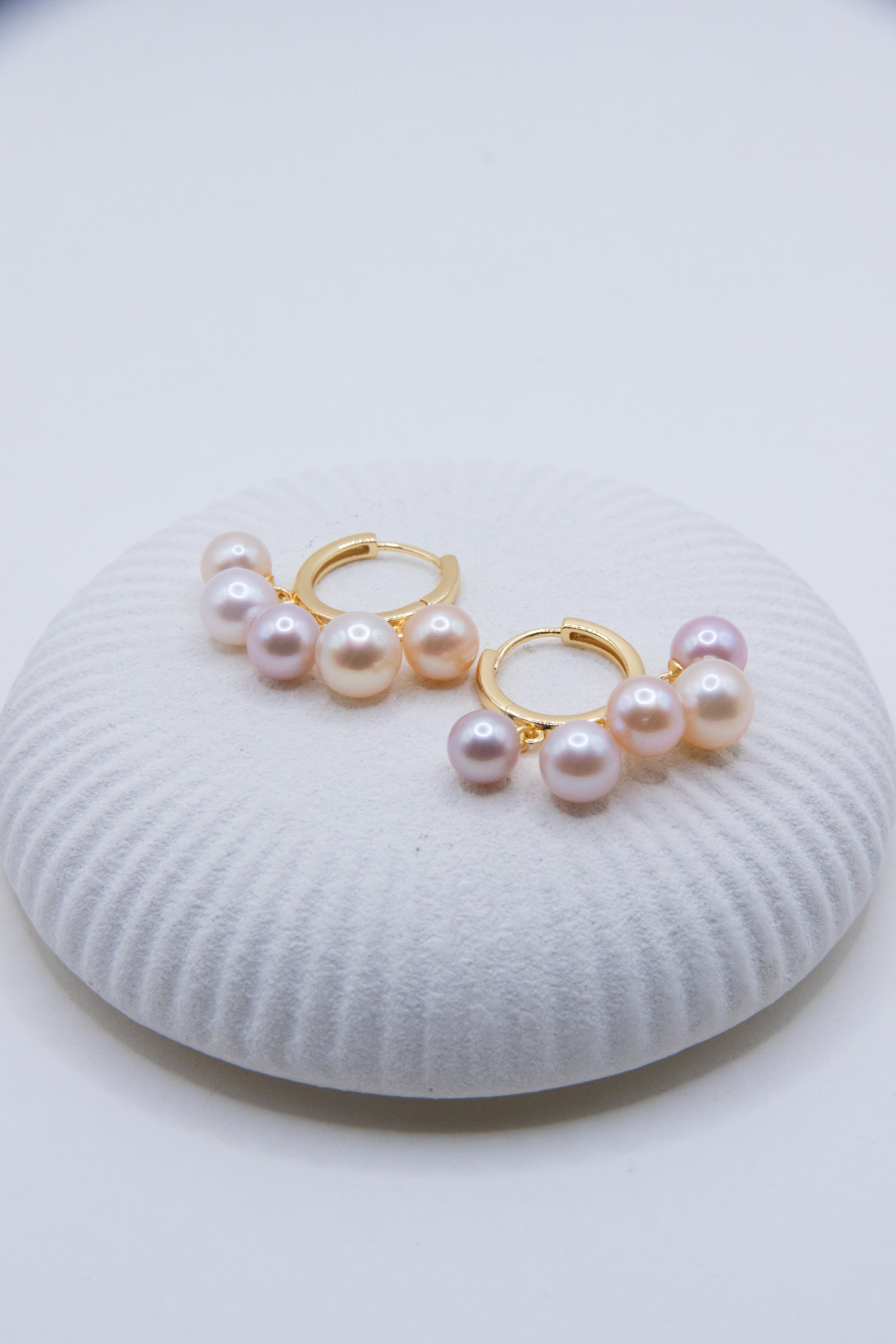 Dancing Earrings – Candy-Colored Freshwater Pearl Drops with Gold-Plated Hoops