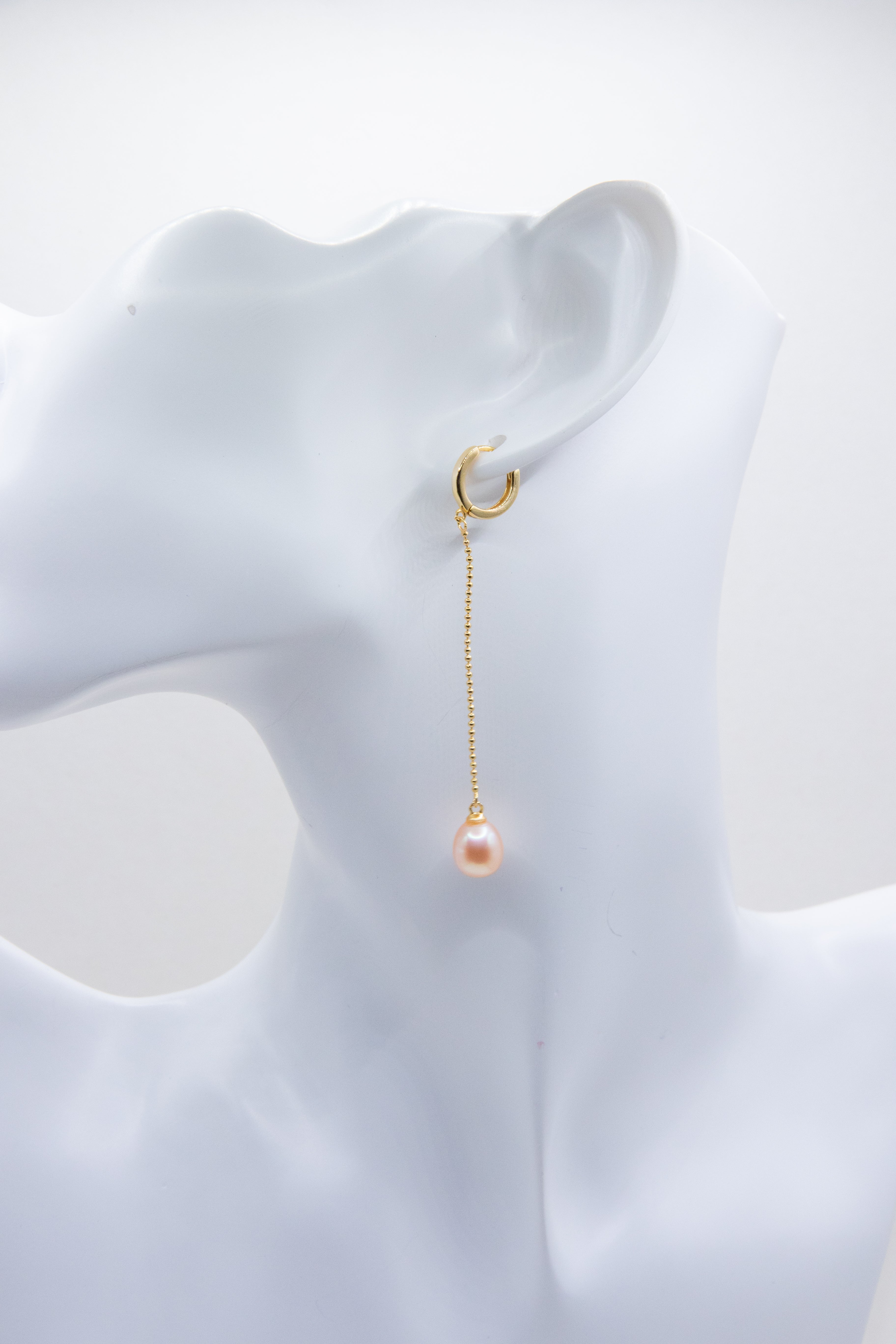 DROP IN SHINE -Golden Drop Pearl Earrings – Lightweight Baroque Seedless Pearls on Gold Hoops