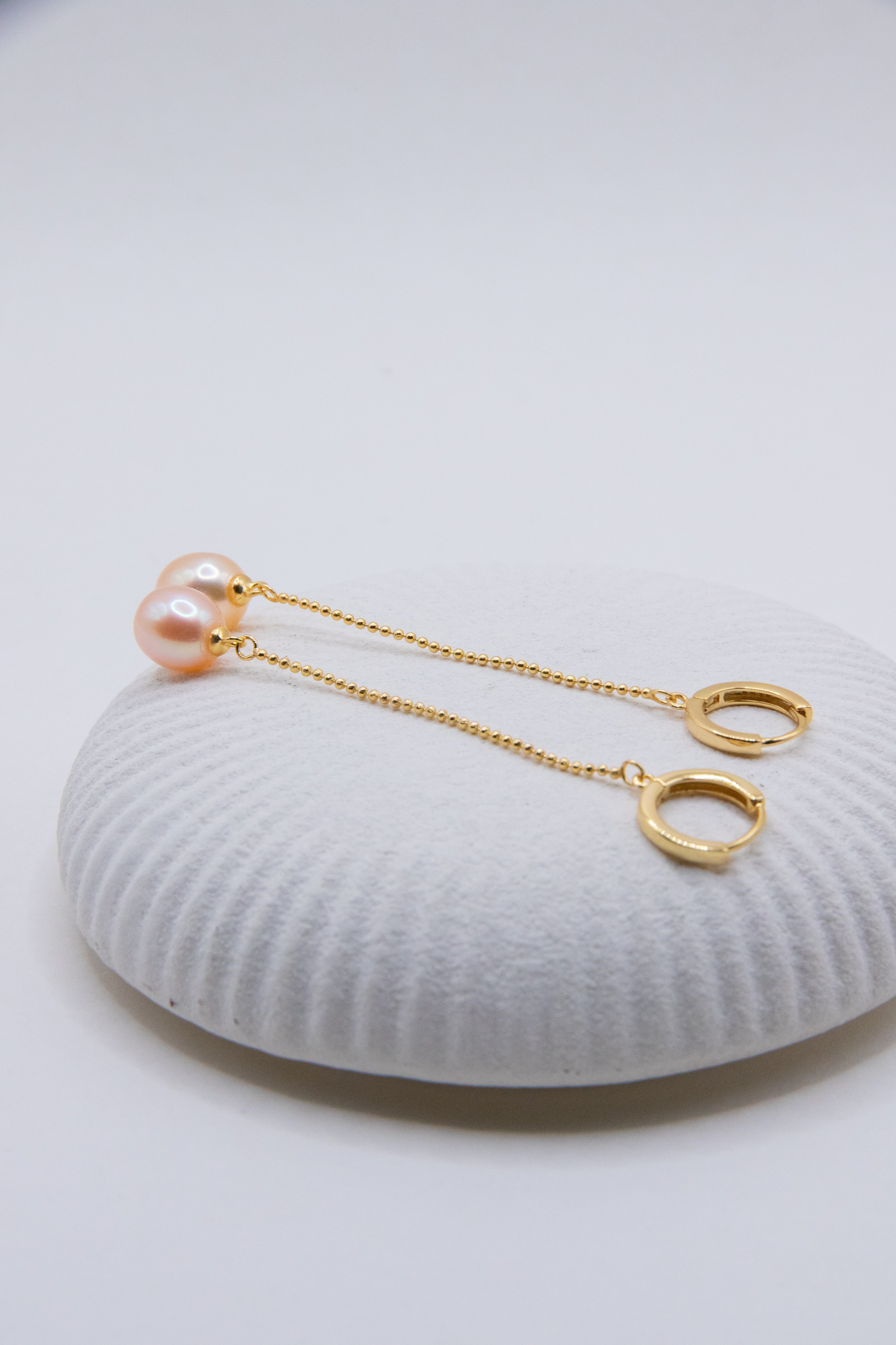 DROP IN SHINE -Golden Drop Pearl Earrings – Lightweight Baroque Seedless Pearls on Gold Hoops
