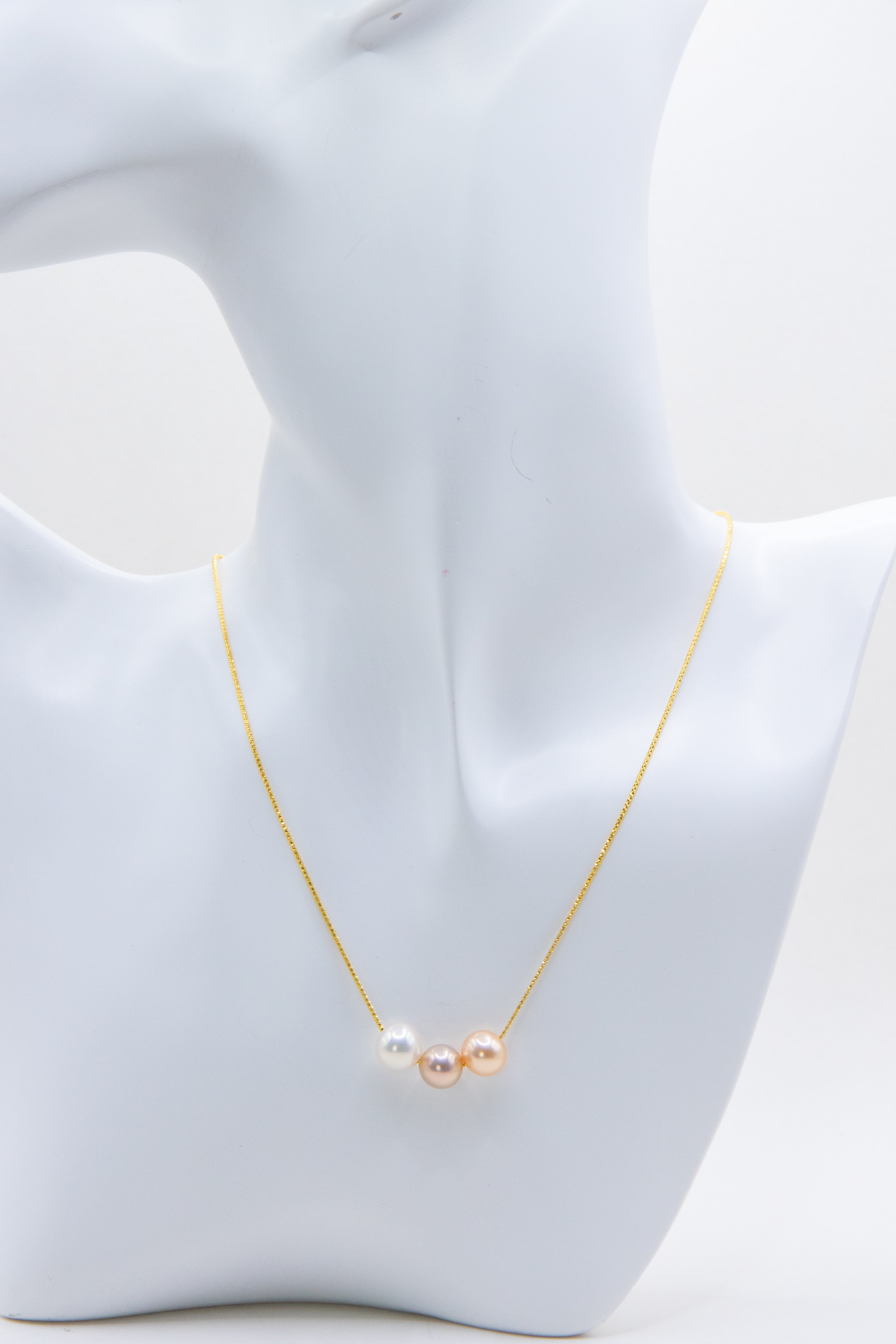 Classic Triple Gold-Toned Seedless Pearl Necklace – High-Quality Natural Pearls for Elegant Office Style