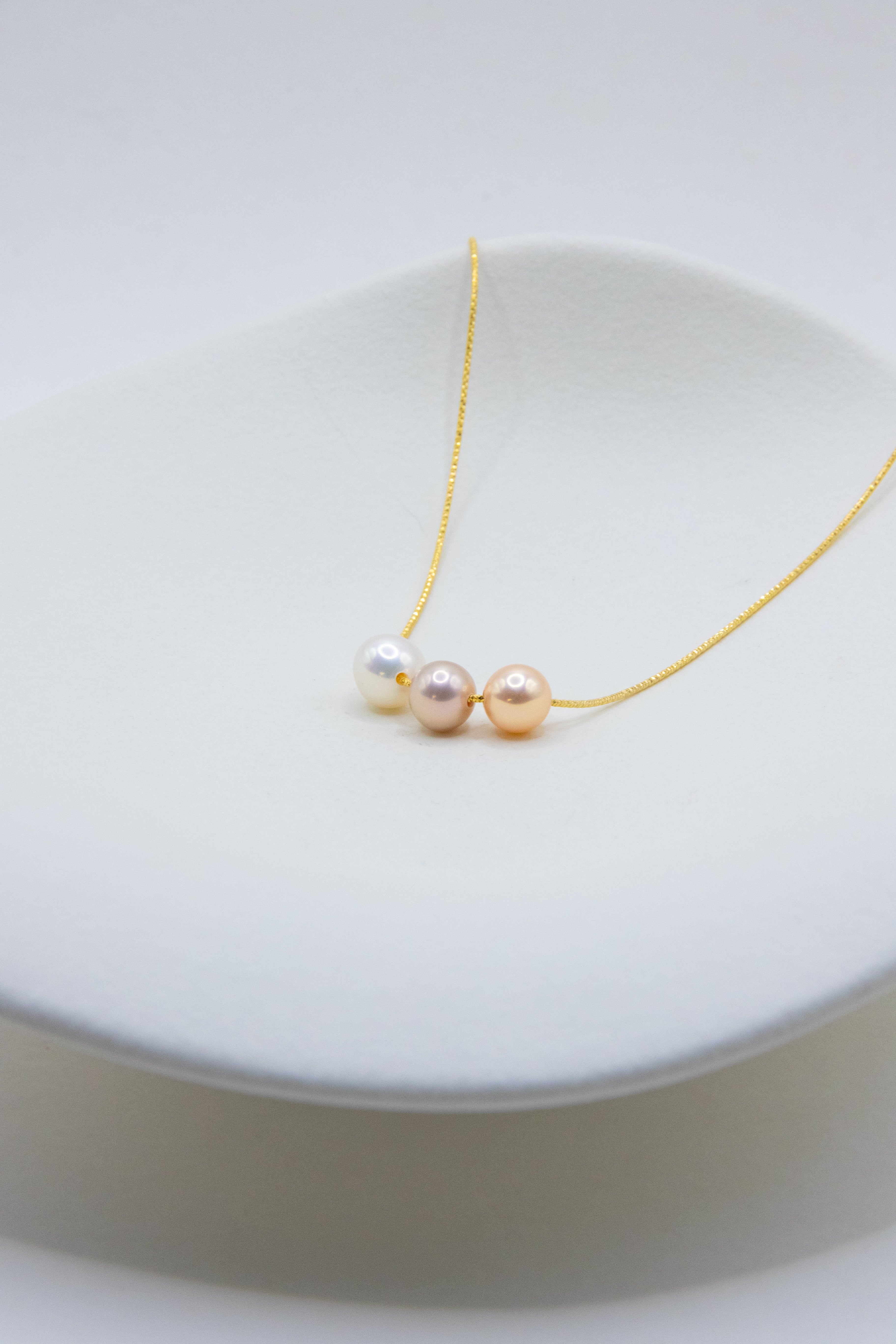 Classic Triple Gold-Toned Seedless Pearl Necklace – High-Quality Natural Pearls for Elegant Office Style