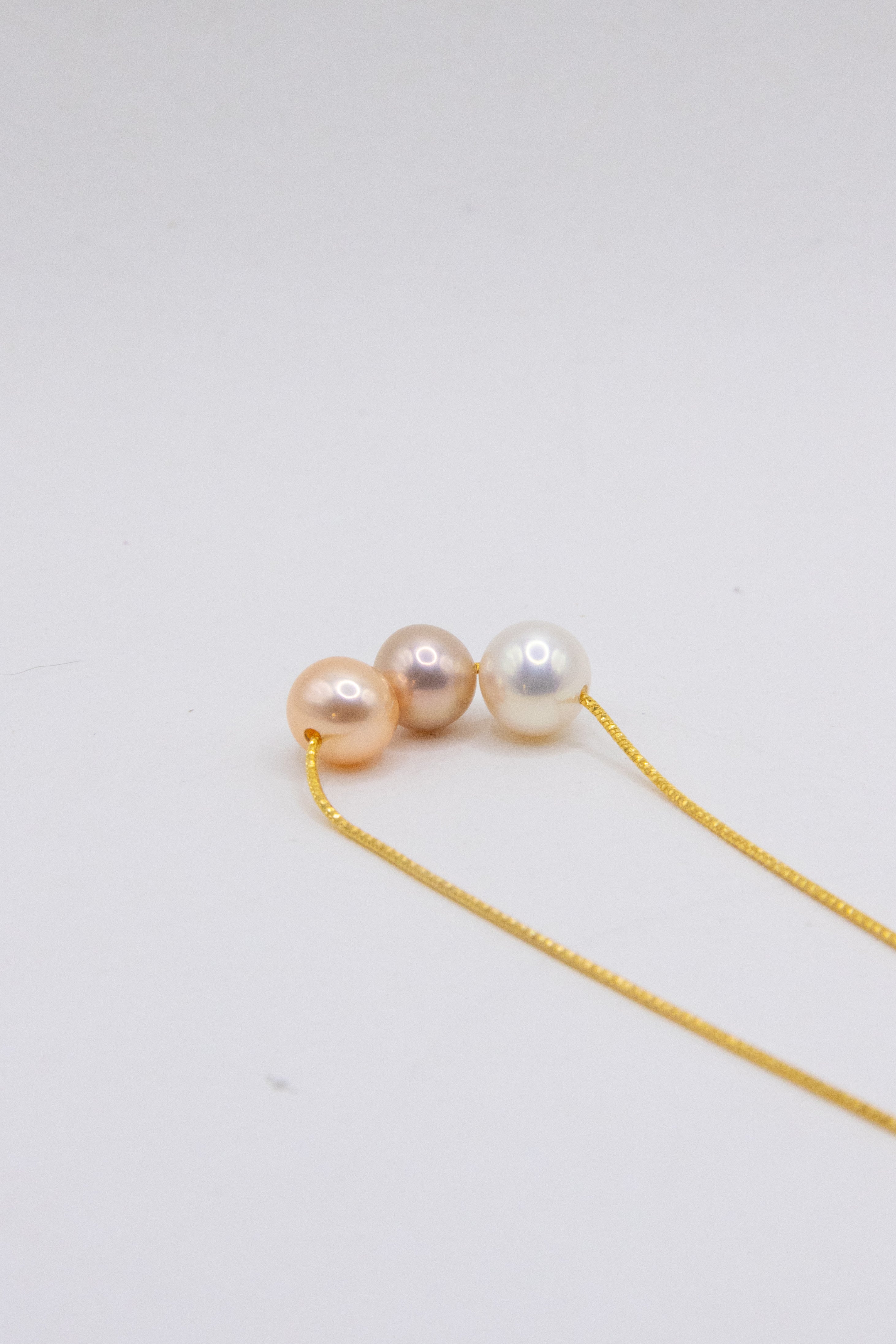 Classic Triple Gold-Toned Seedless Pearl Necklace – High-Quality Natural Pearls for Elegant Office Style