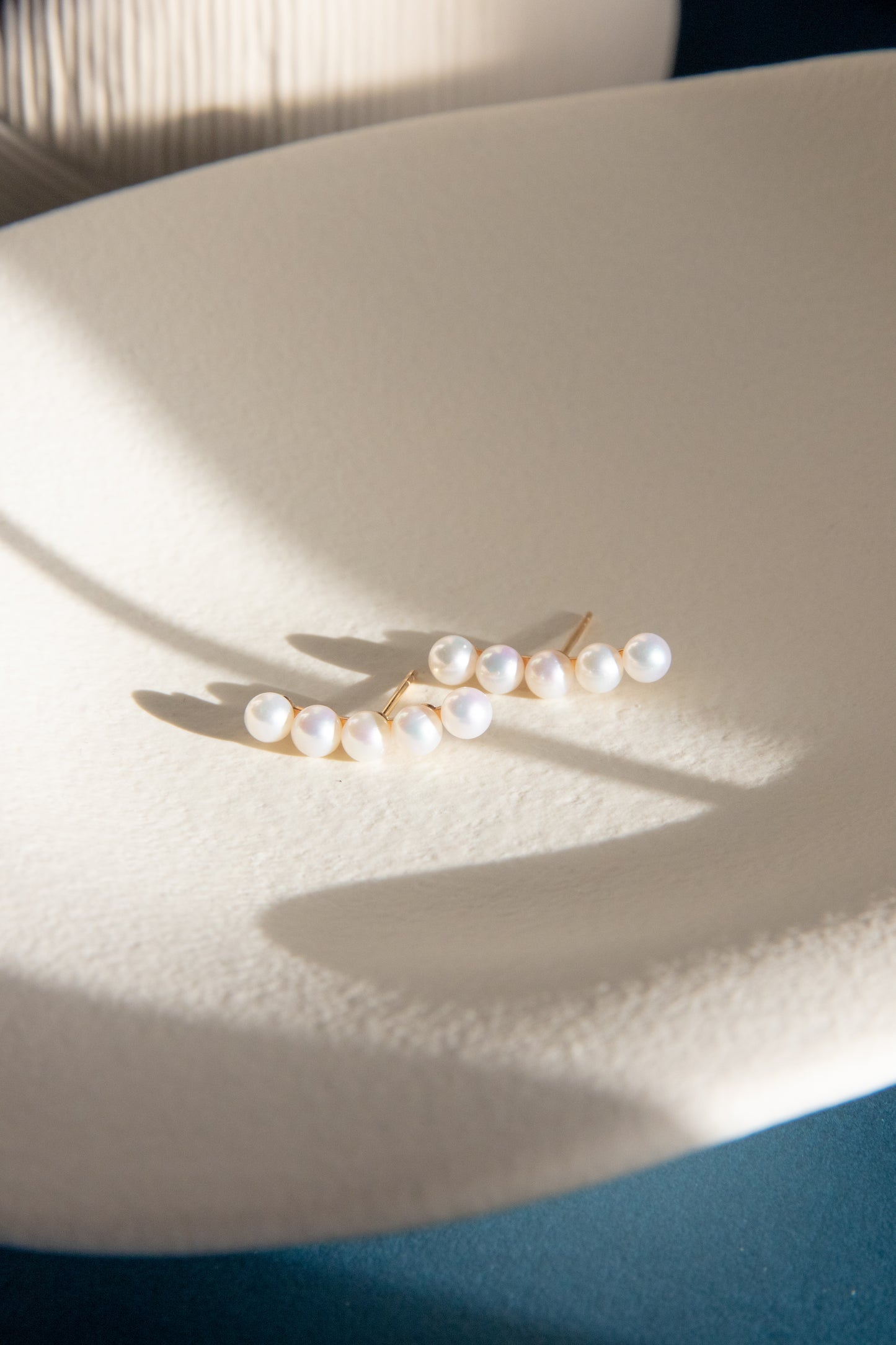 Mini White Pearl Stud Earrings – 5-Pearl Cluster, Gold-Plated Silver