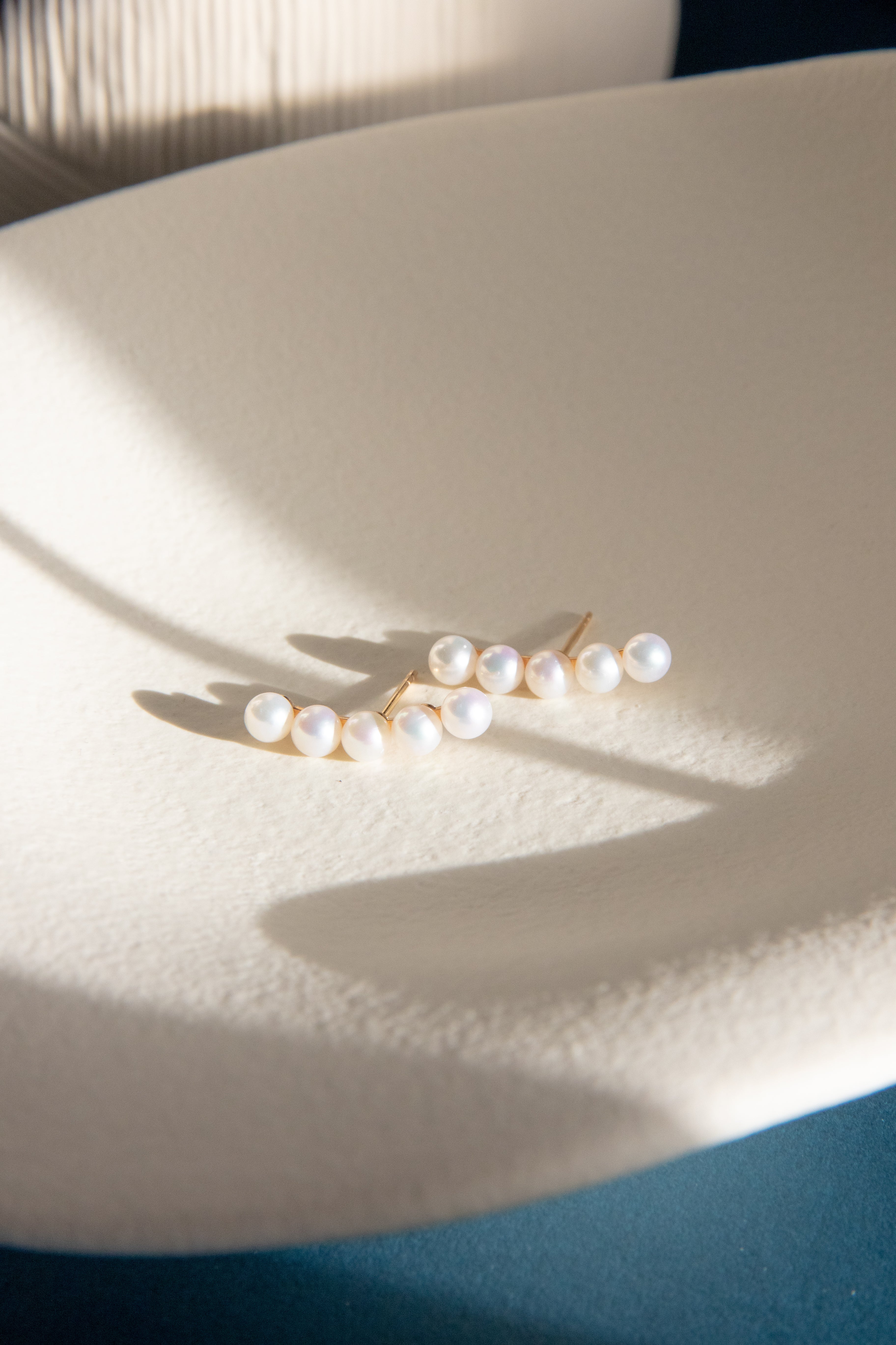 Mini White Pearl Stud Earrings – 5-Pearl Cluster, Gold-Plated Silver