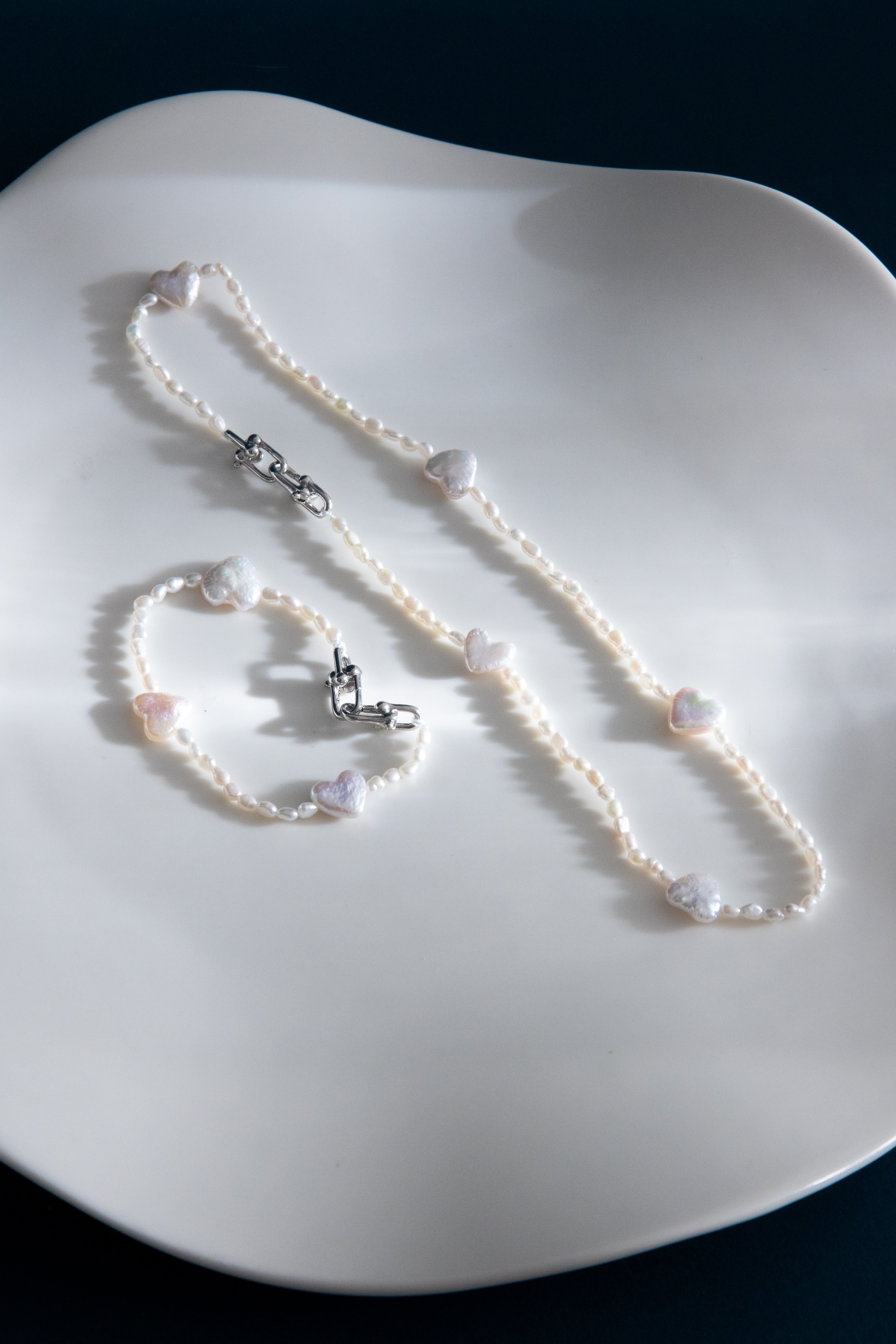 Mini White Freshwater Heart Pearl Necklace – Snow in Winter by Studio MuHe
