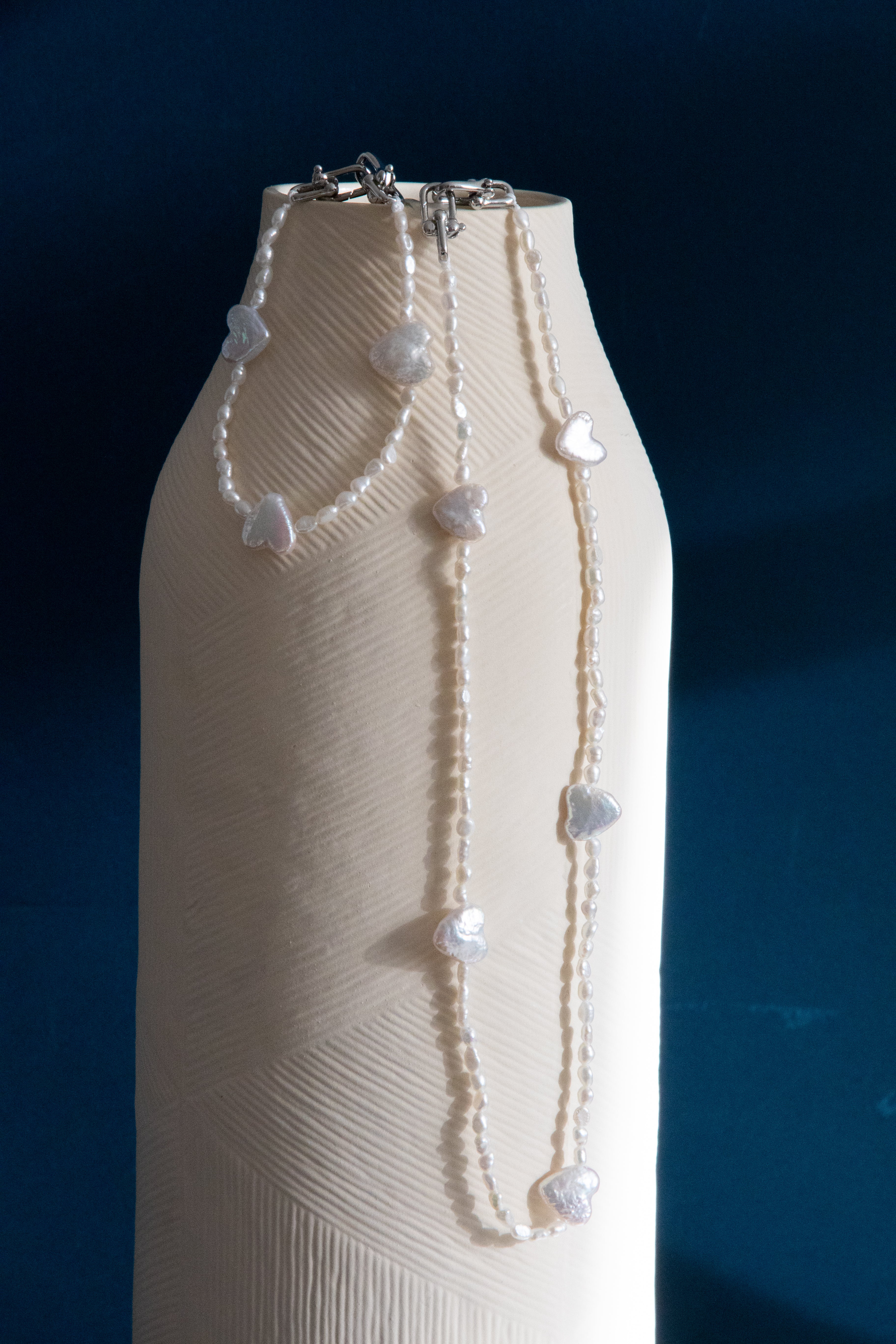 Mini White Freshwater Heart Pearl Necklace – Snow in Winter by Studio MuHe