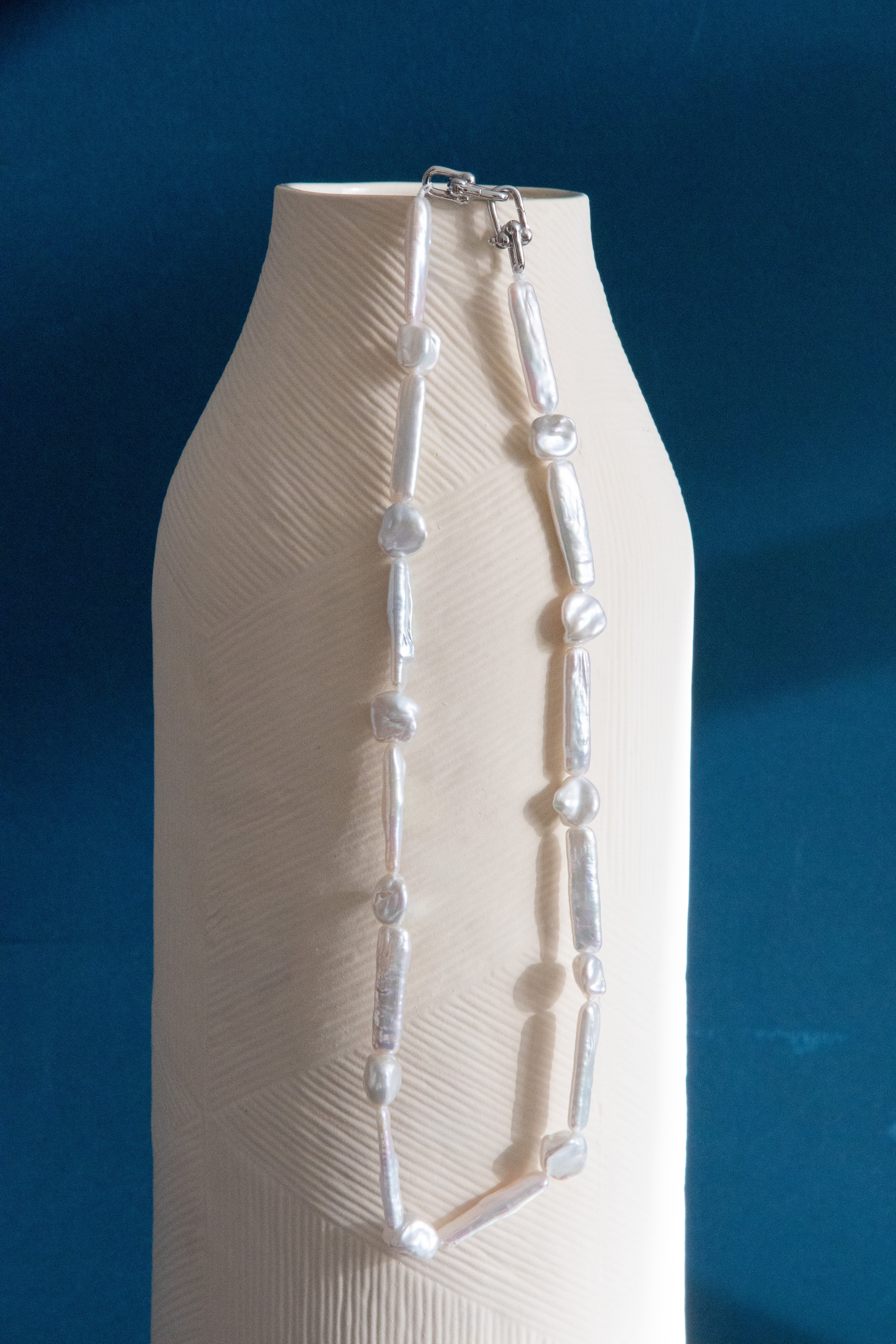 Snow White Set – Long Stick Pearls & "Silver Nugget" Baroque Pearls