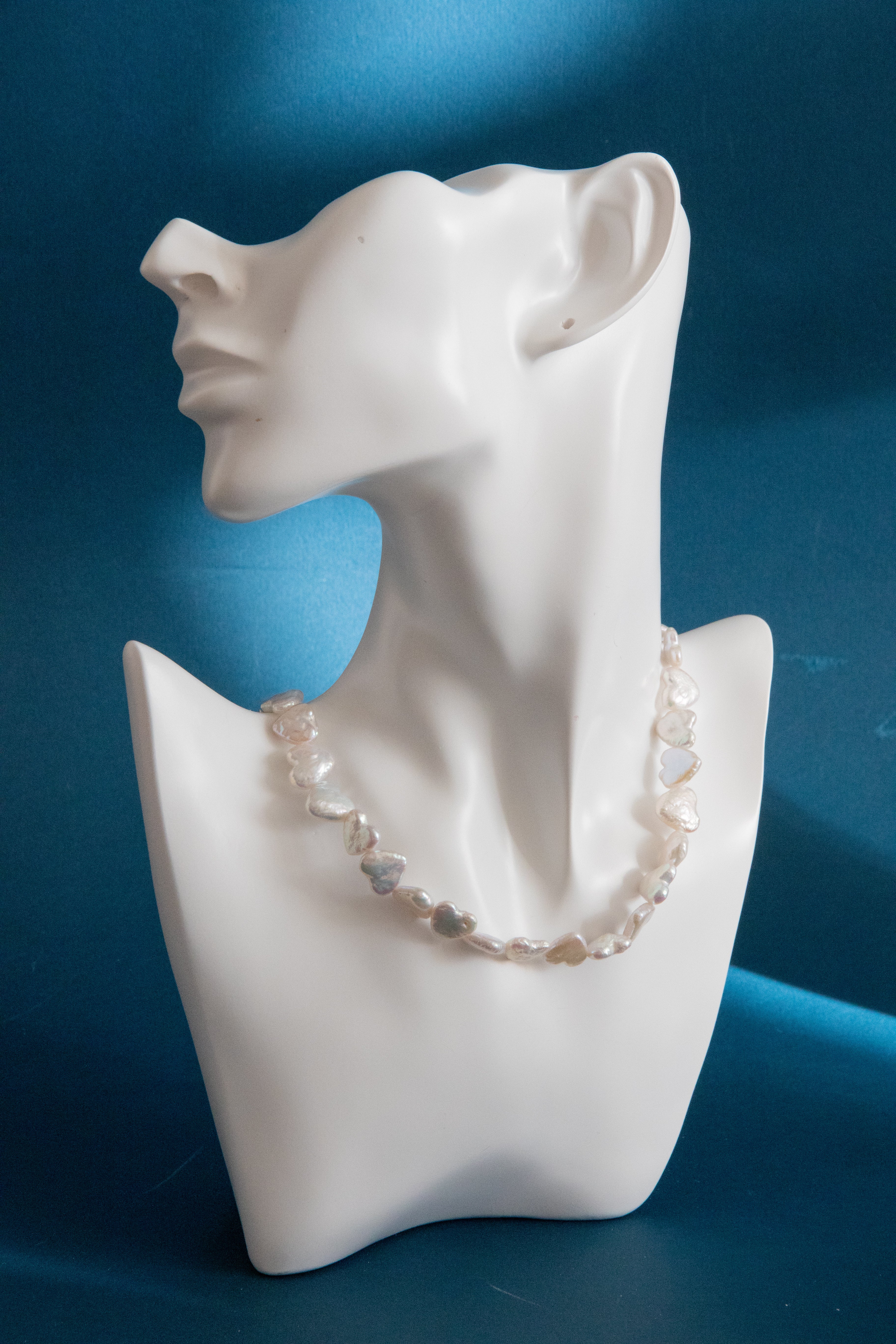 Winter Snow Love-Top Grade White Heart-Shaped Pearl Necklace – 42cm