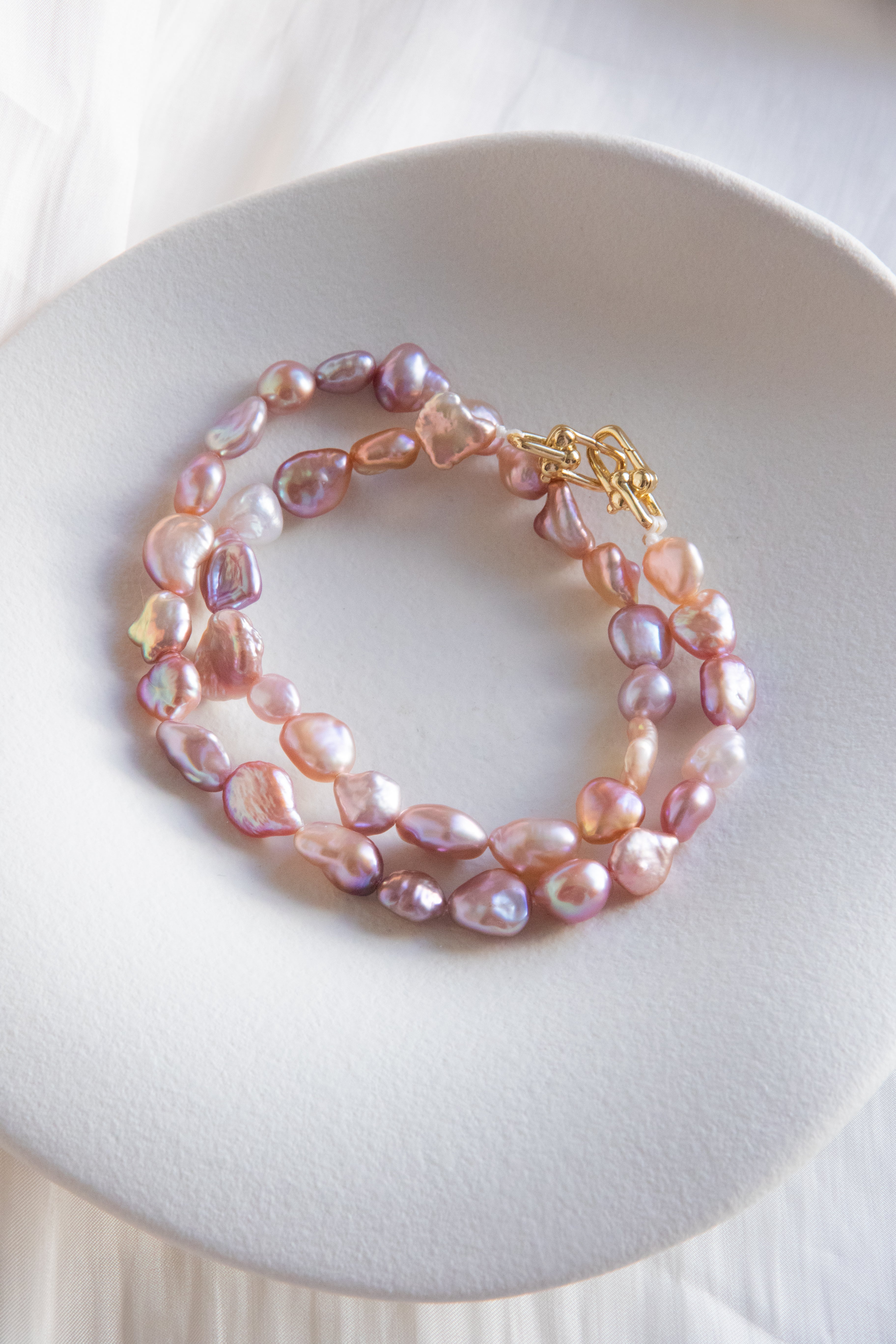 River Pebbles-Colorful Pearl necklace