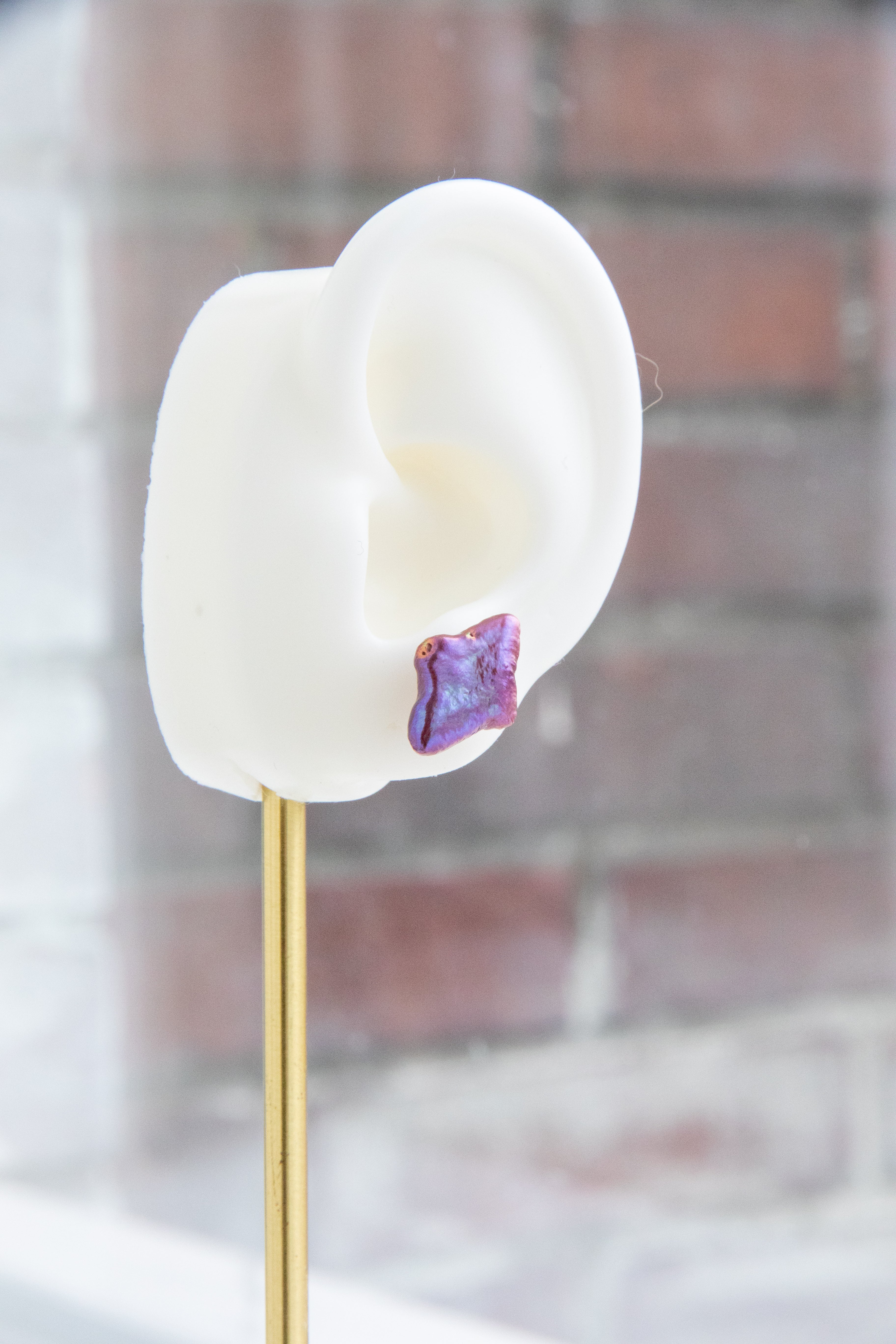 Grape Purple “Northern Star” Pearl Earrings – Deep & Glossy