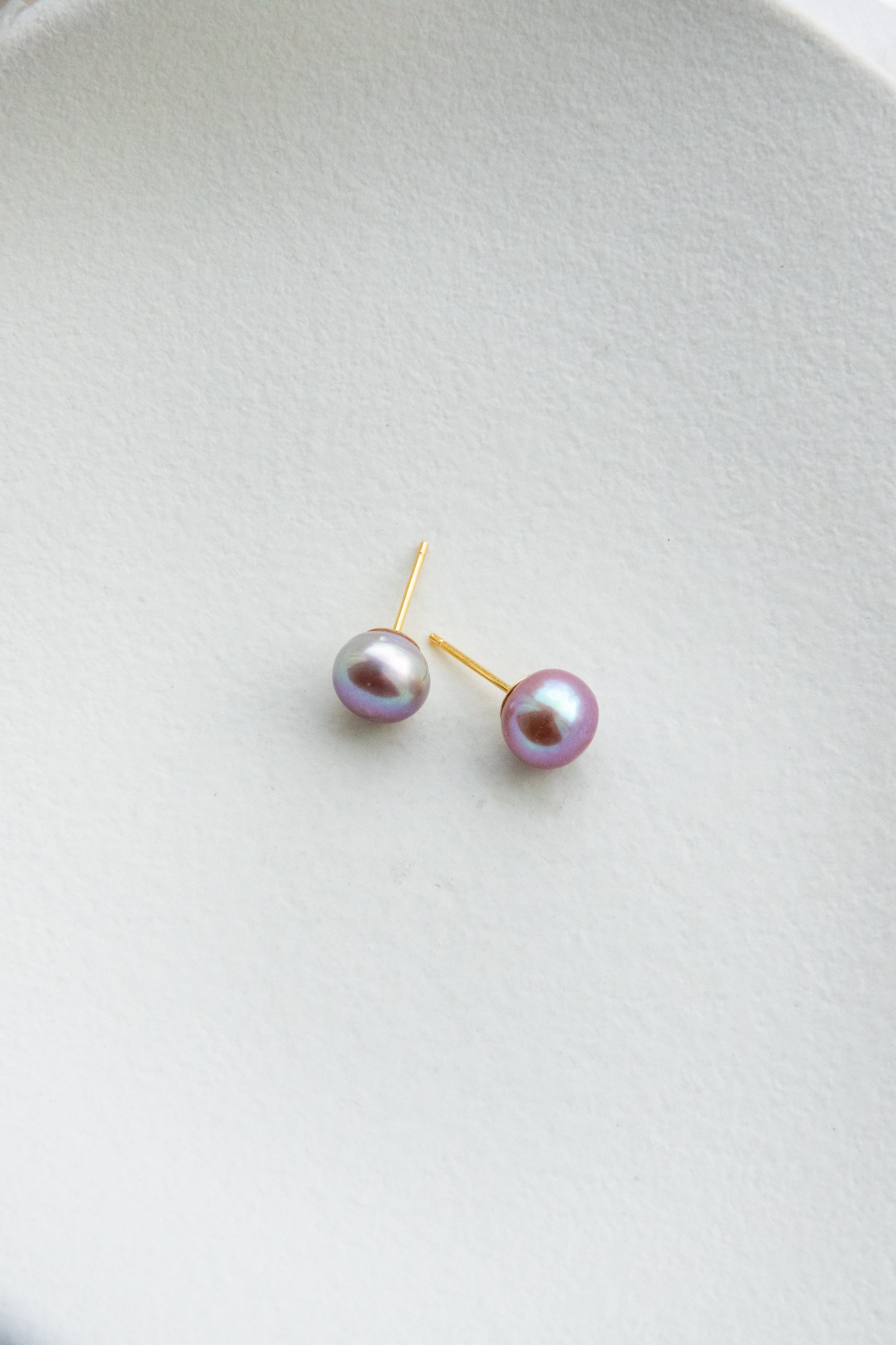 Purple Freshwater Pearl Stud Earrings – Blue Overtone