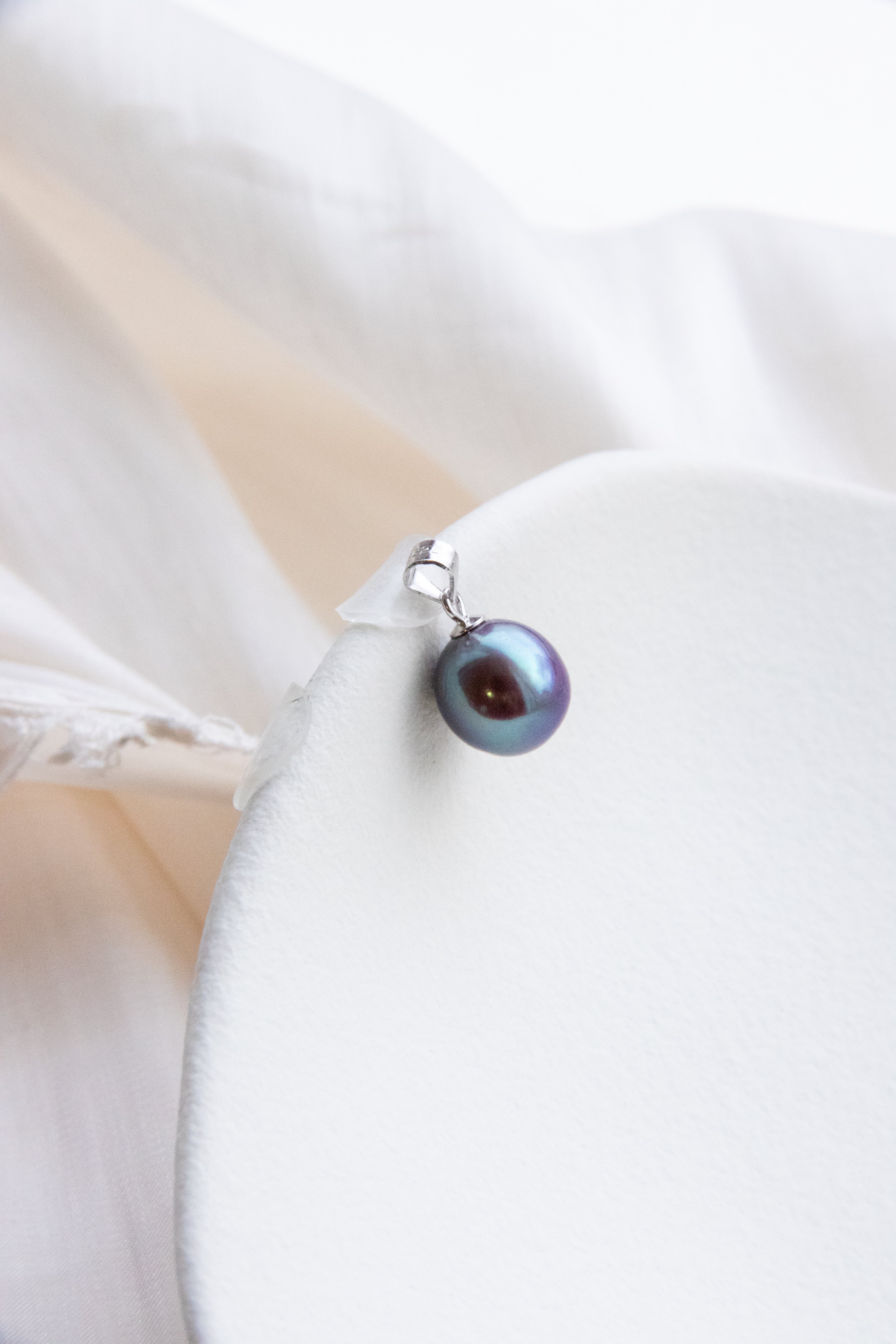 Deep Blue-Purple Baroque Pearl Pendant – 10mm Near Drop Shape | Natural Freshwater Pearl