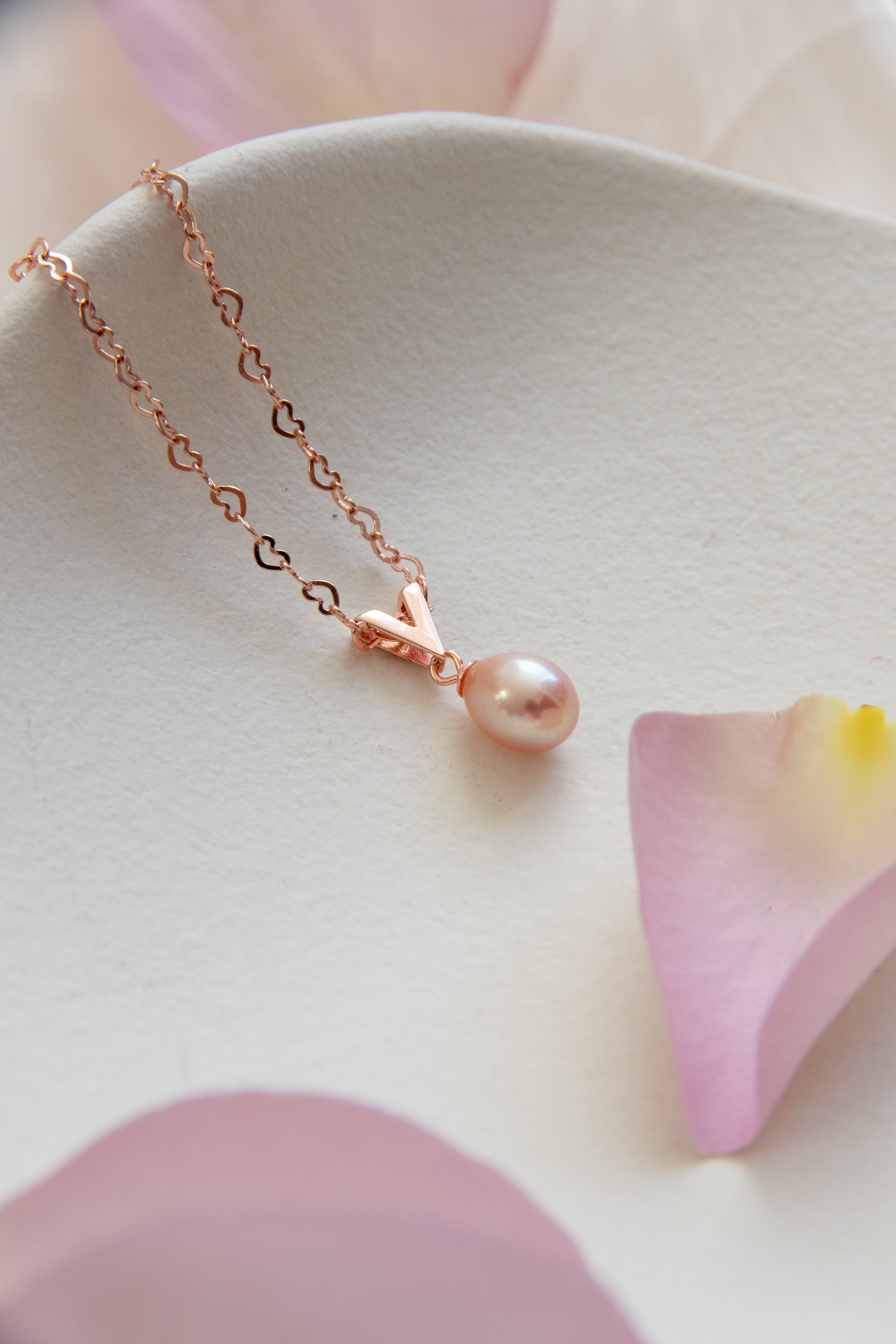 Rosegold Heart-Excellent level drop pearl.