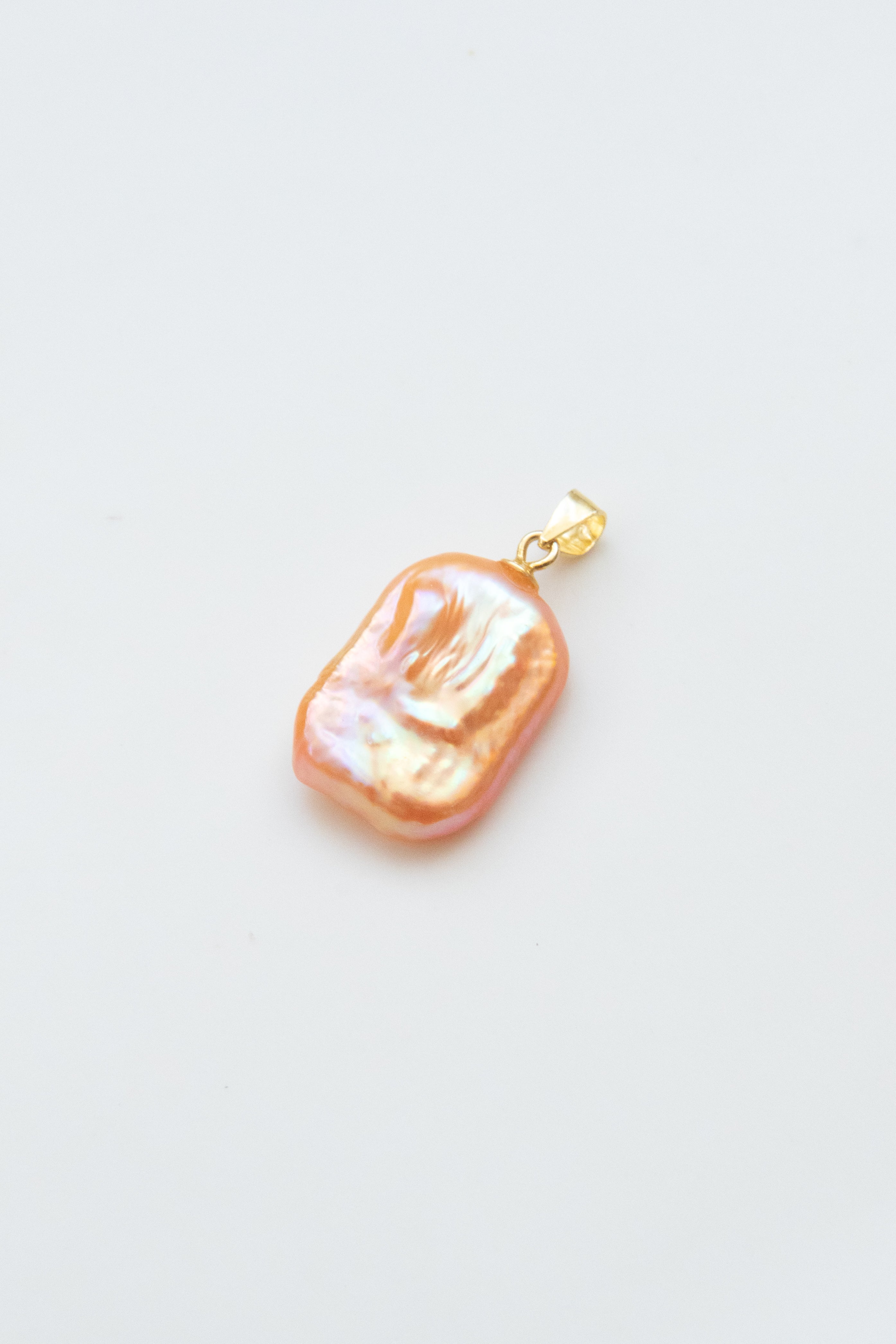 "Warm Orange"-Natural orange pearl jewellery set-Earring + Pendant (With a free necklace)