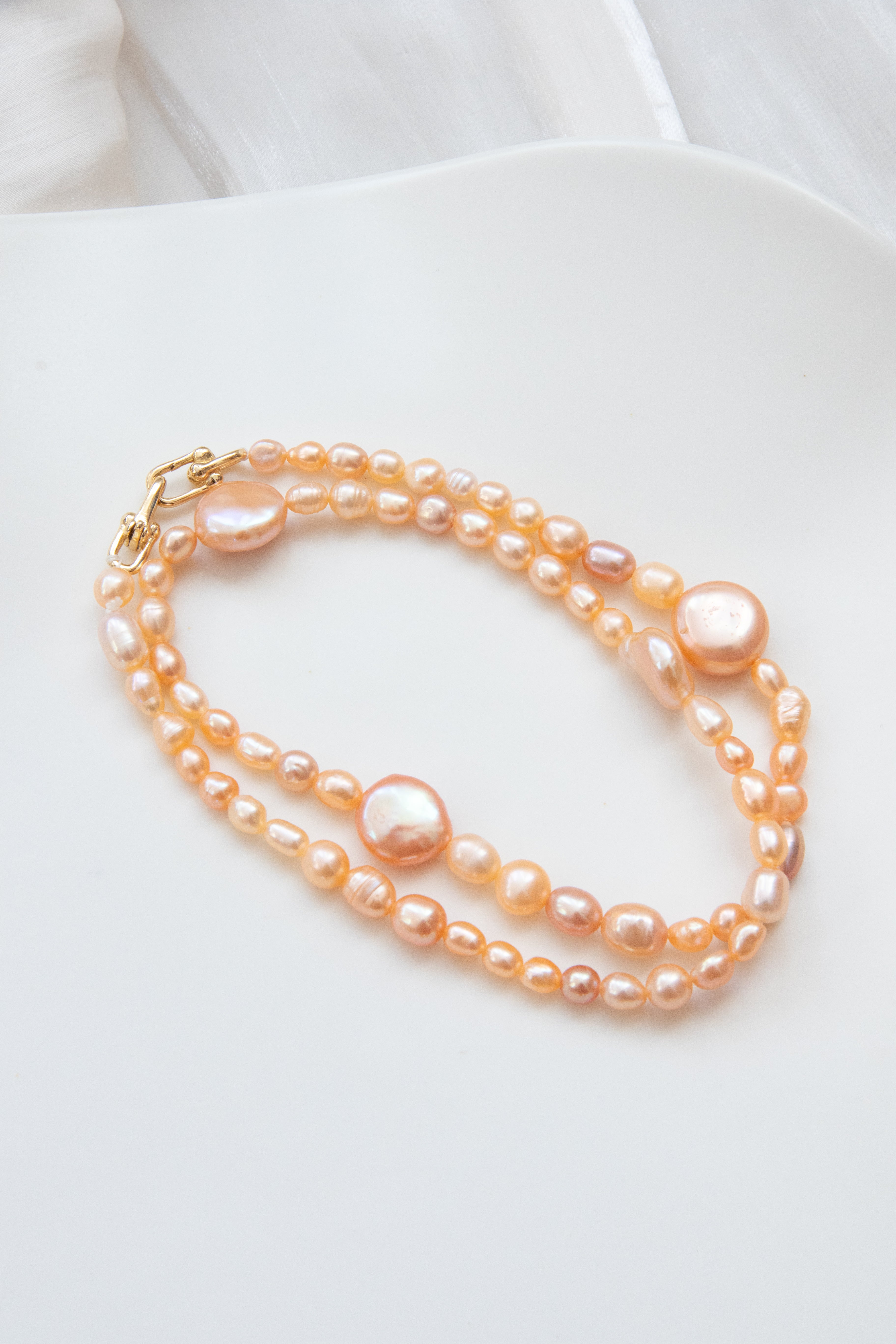 "Warm Orange"-Natural orange pearl jewellery set-Earring + Pendant (With a free necklace)