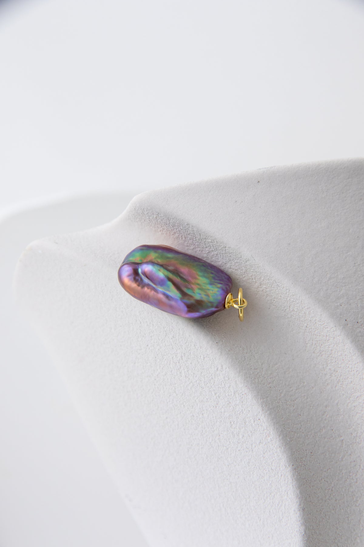 Deep aurora shield-natural square freshwater pearl in aurora colors