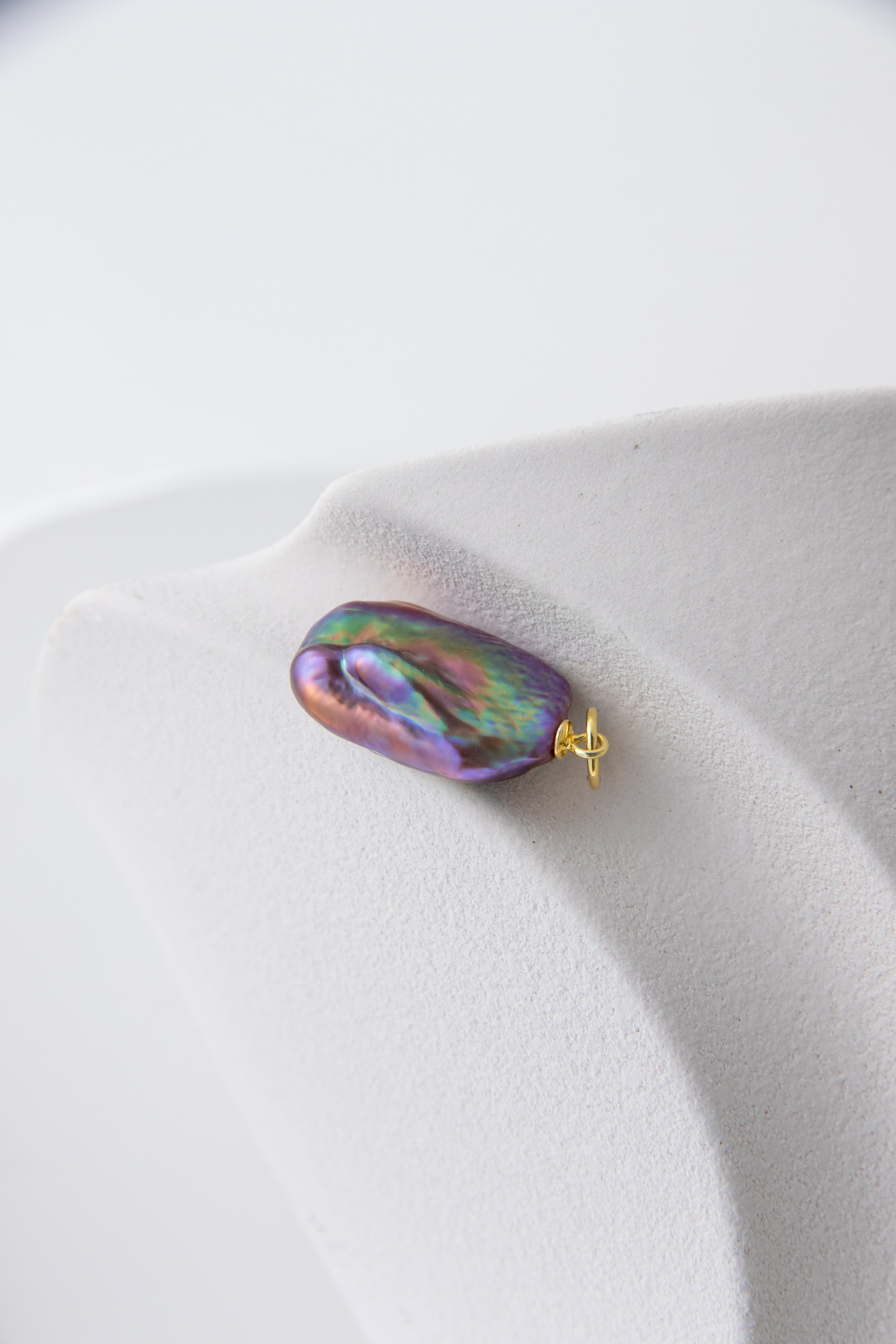 Deep aurora shield-natural square freshwater pearl in aurora colors