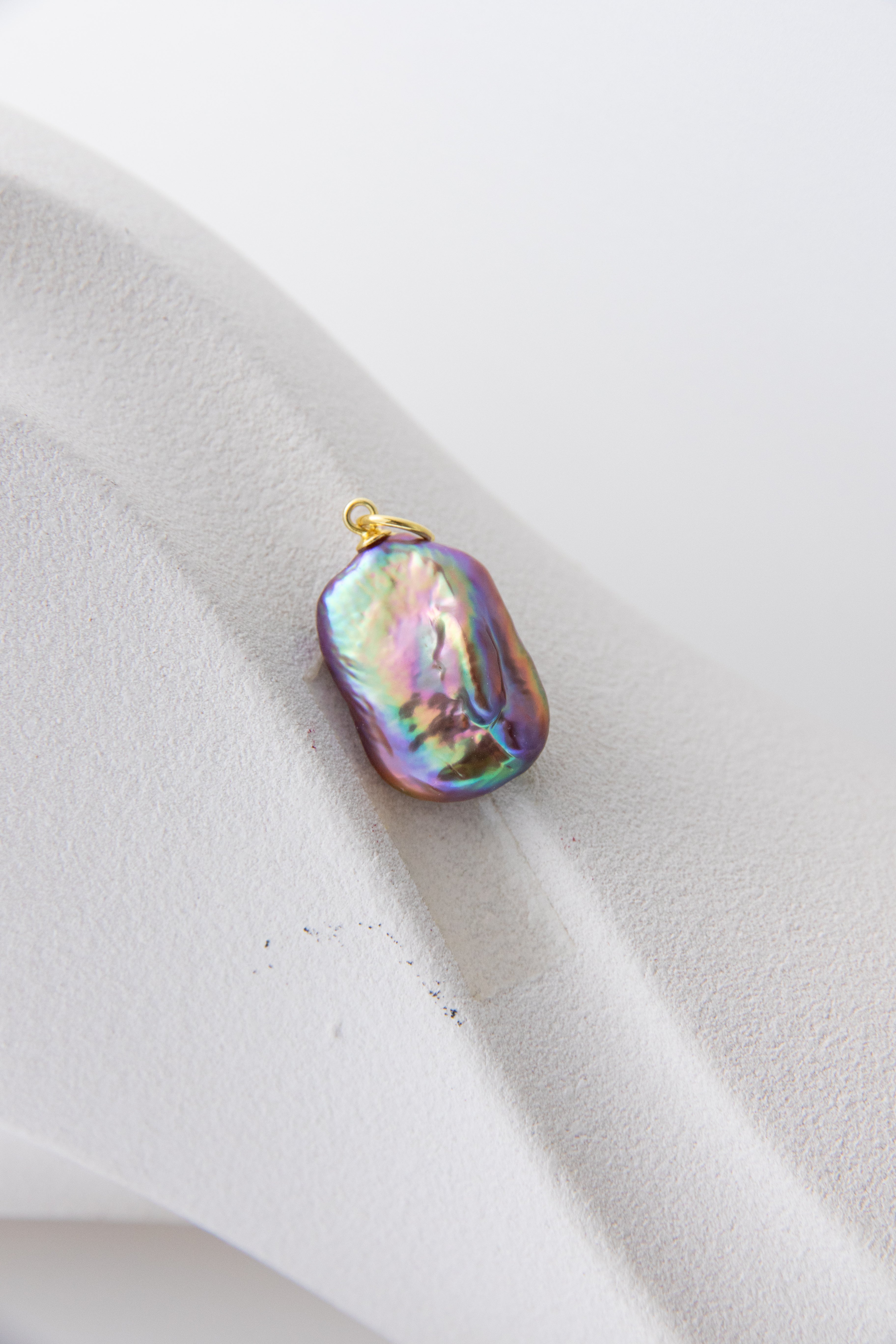 Deep aurora shield-natural square freshwater pearl in aurora colors