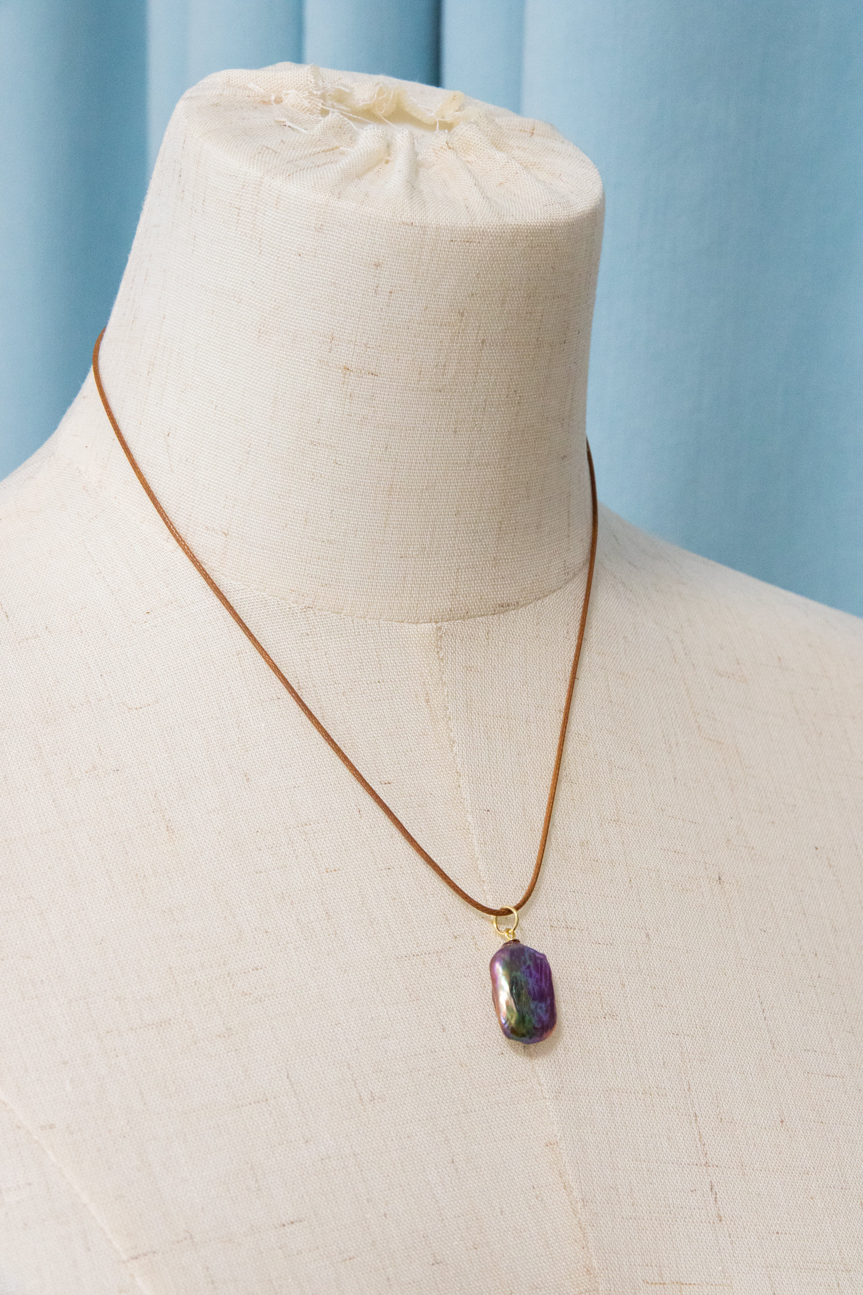 Deep aurora shield-natural square freshwater pearl in aurora colors