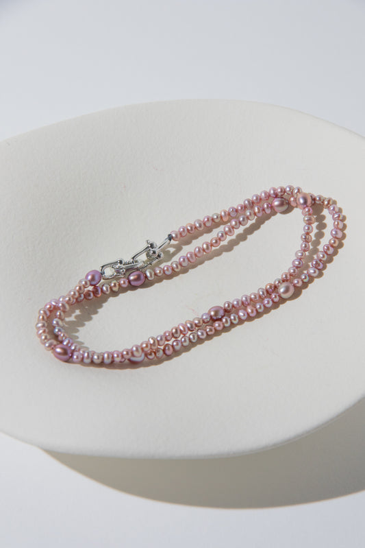 Unique mini purple freshwater pearl necklace