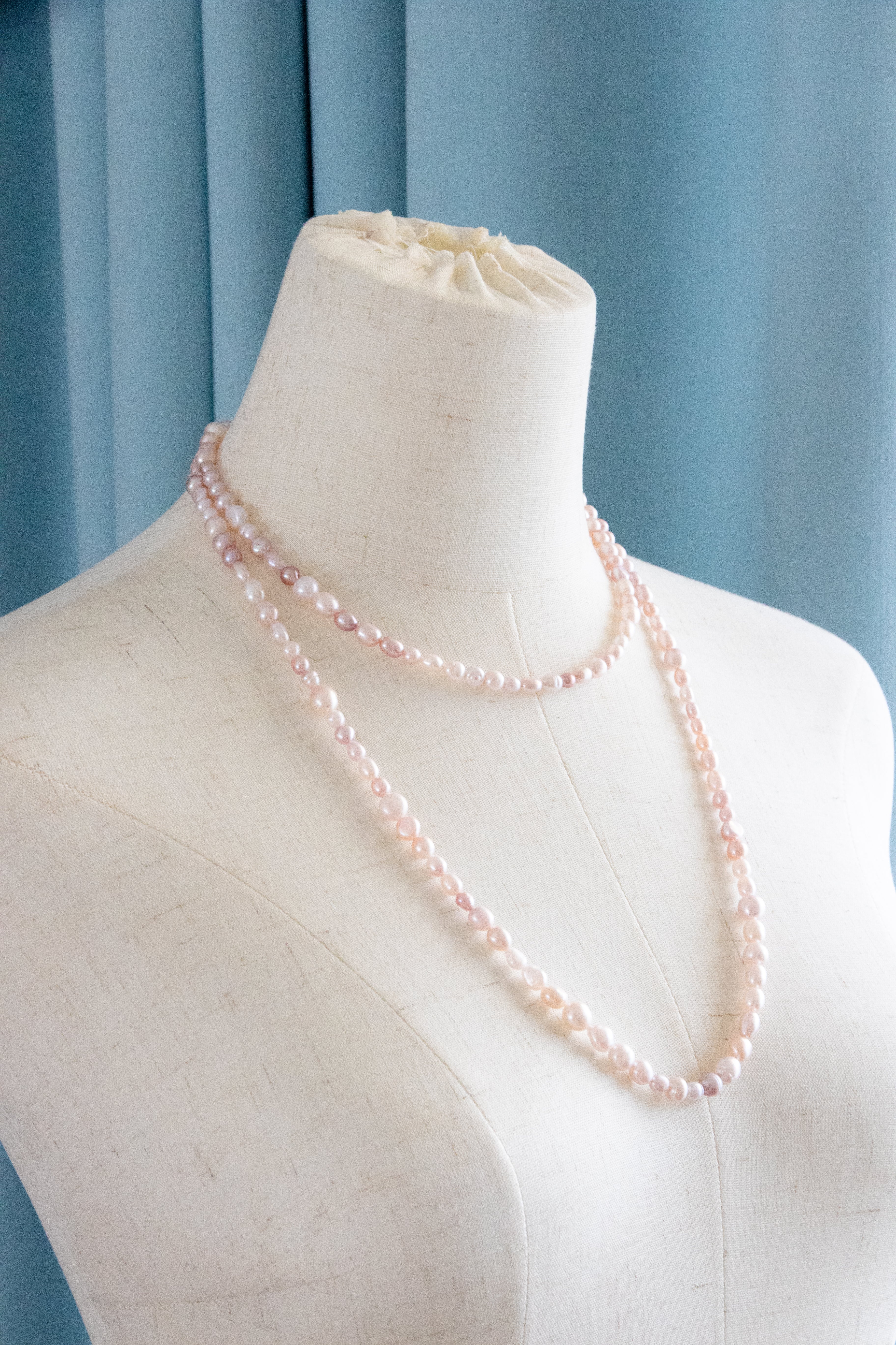 Spring is coming-1.1 meters long natural freshwater pink pearls necklace.