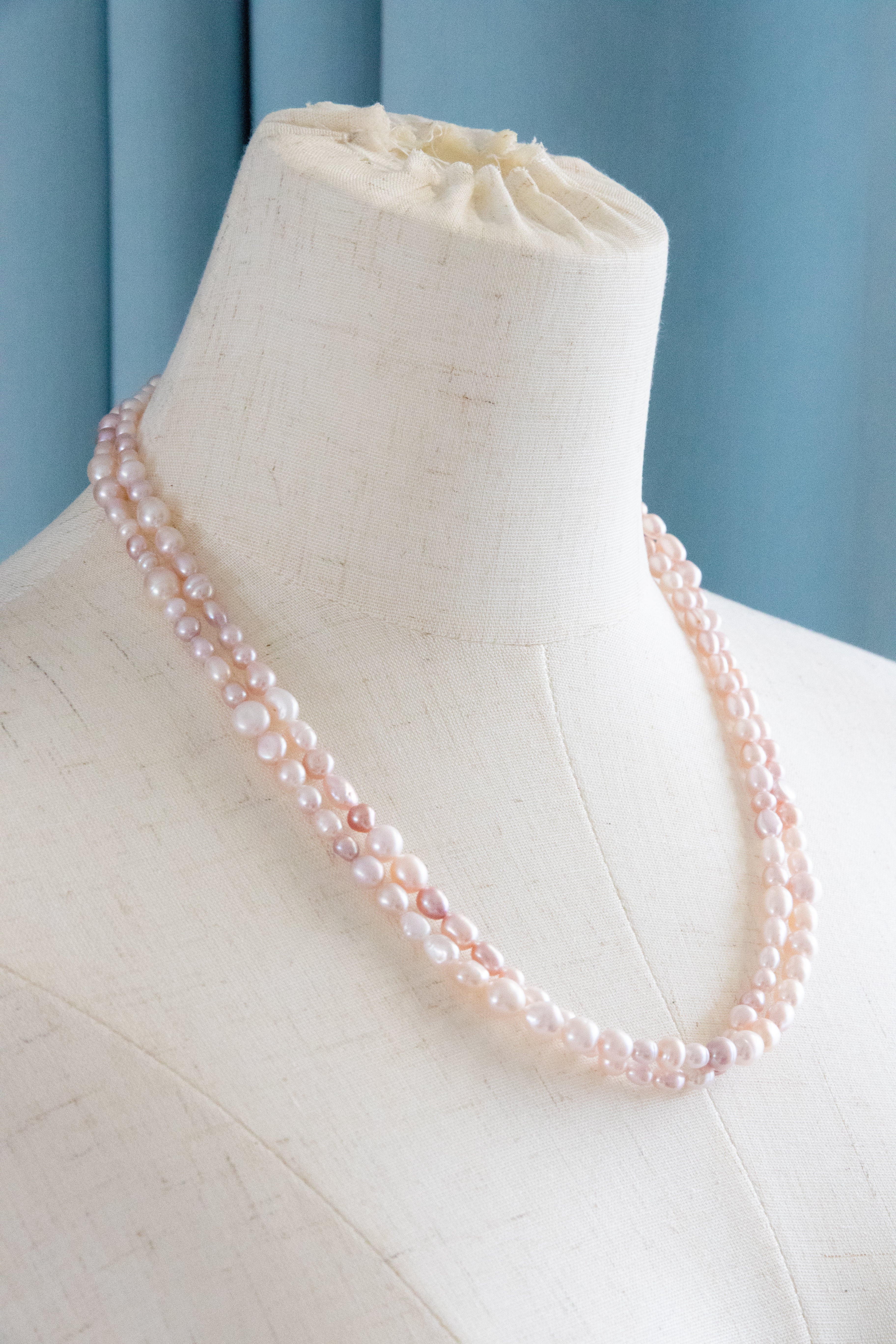Spring is coming-1.1 meters long natural freshwater pink pearls necklace.