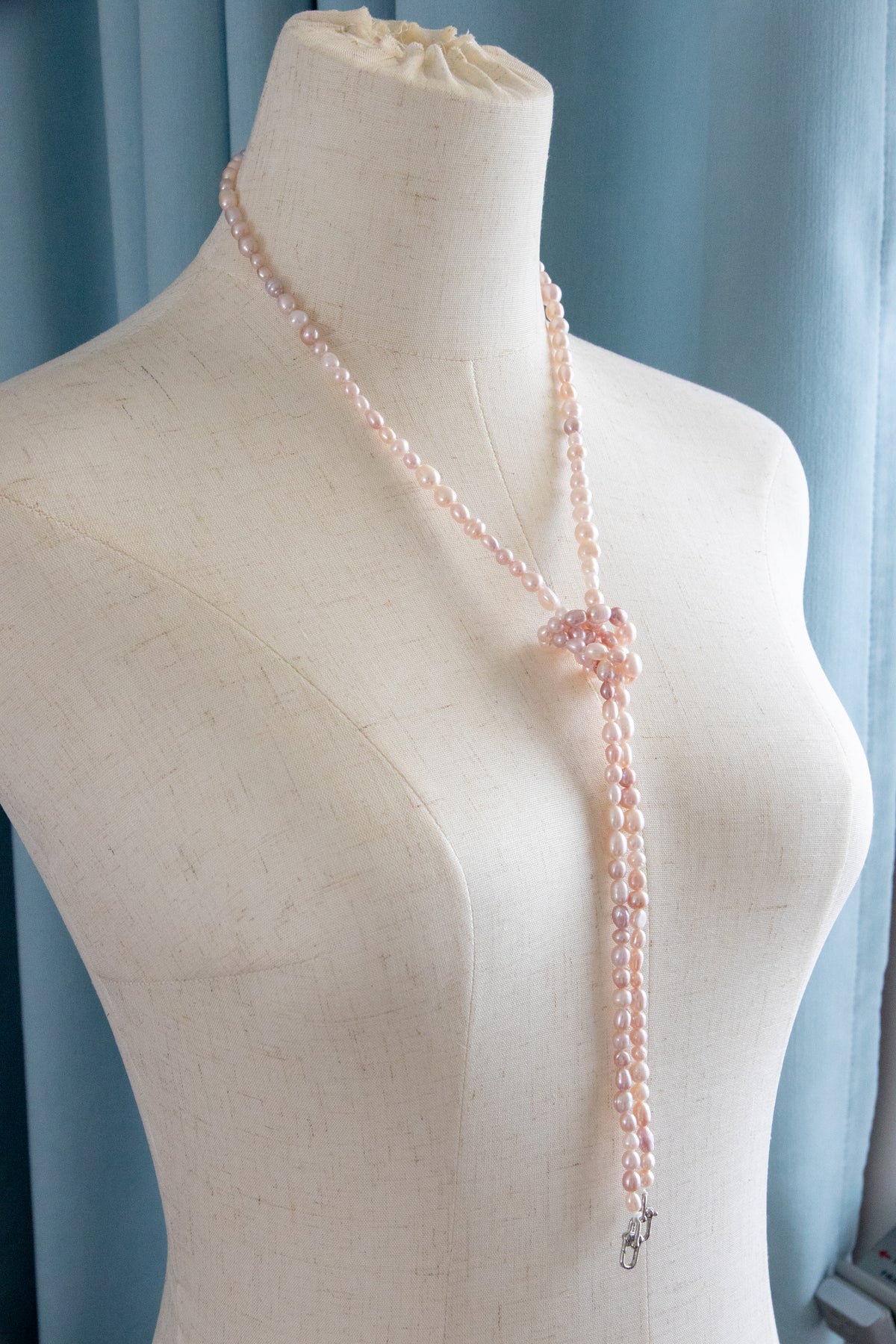 Spring is coming-long natural freshwater pink and white pearls necklace set