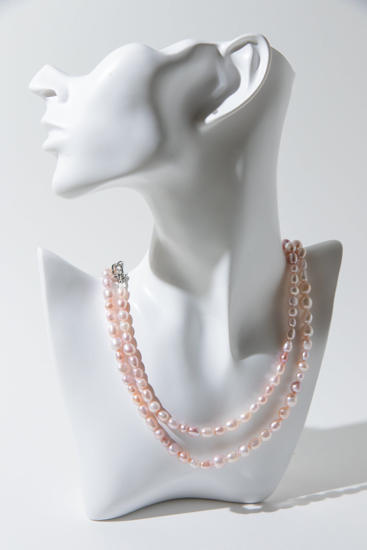 Spring is coming-long natural freshwater pink and white pearls necklace set