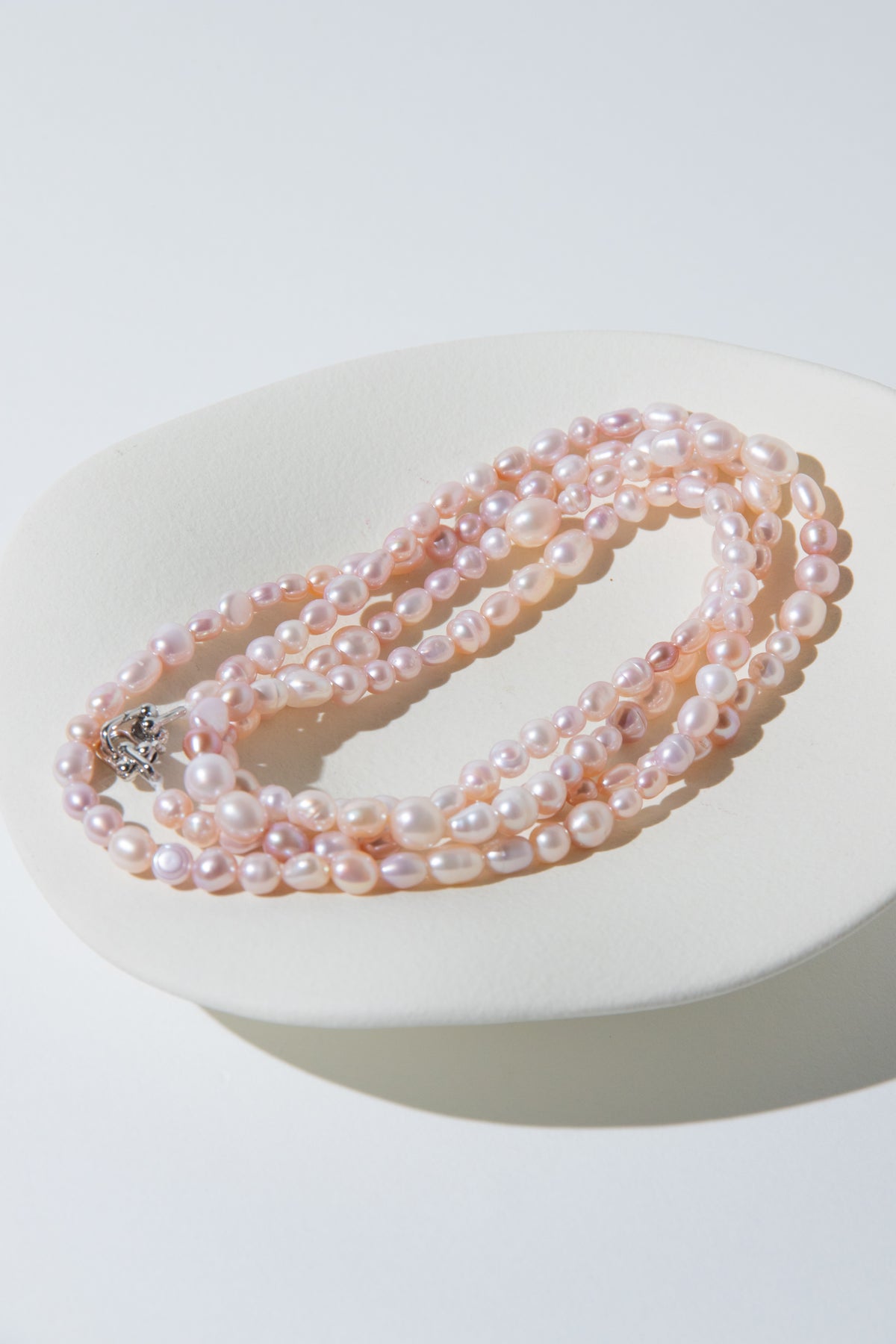 Spring is coming-long natural freshwater pink and white pearls necklace set