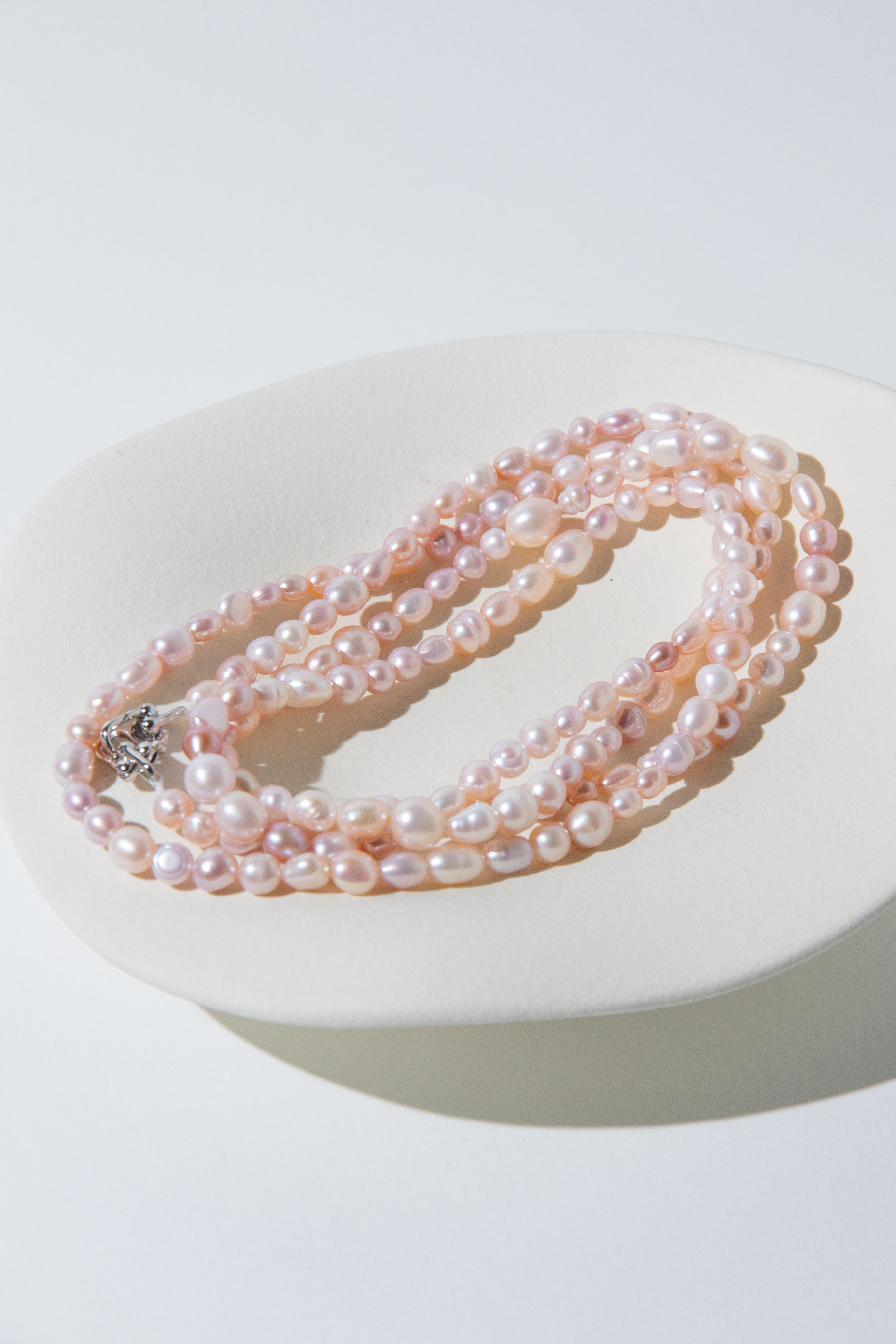 Spring is coming-1.1 meters long natural freshwater pink pearls necklace.