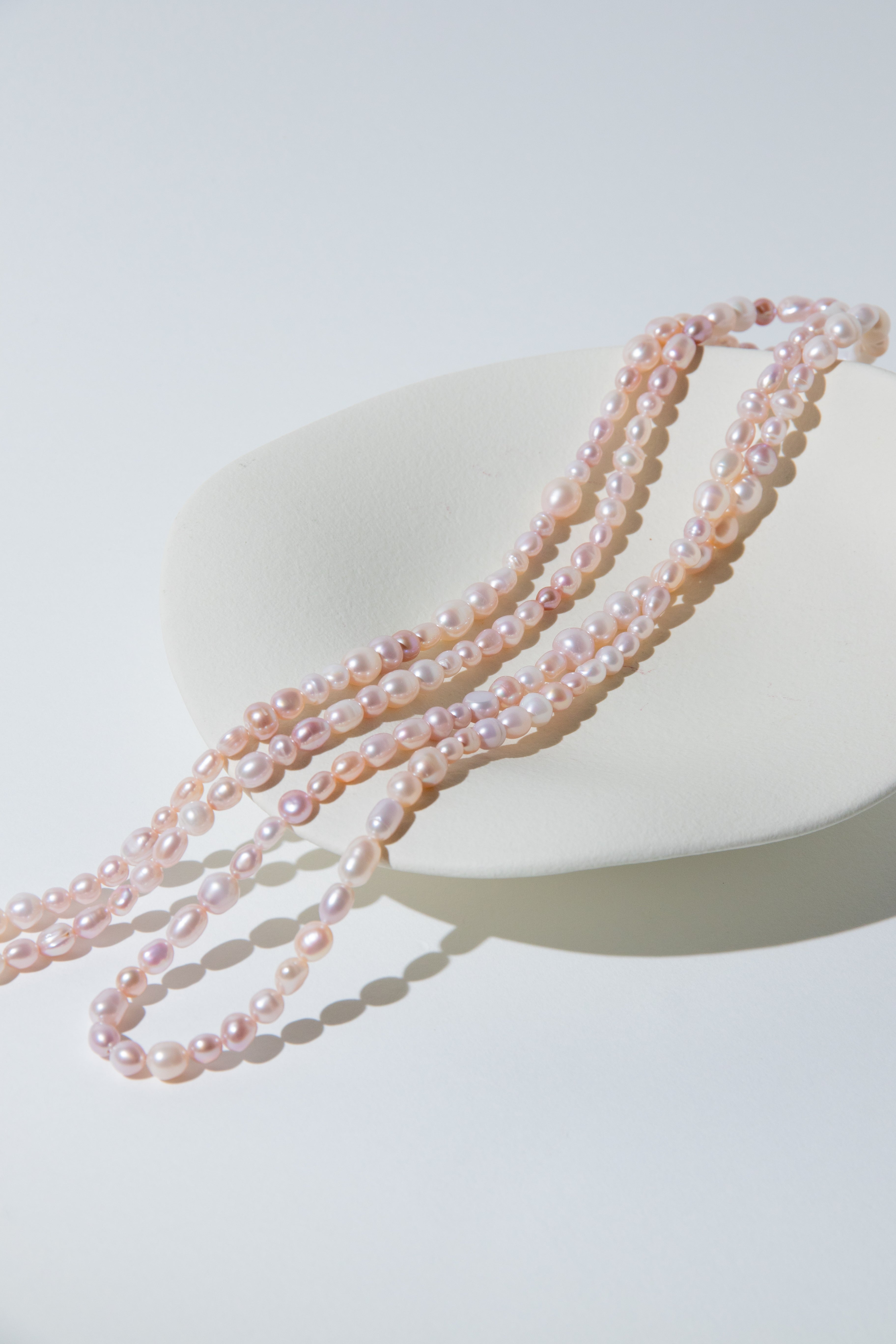Spring is coming-1.1 meters long natural freshwater pink pearls necklace.