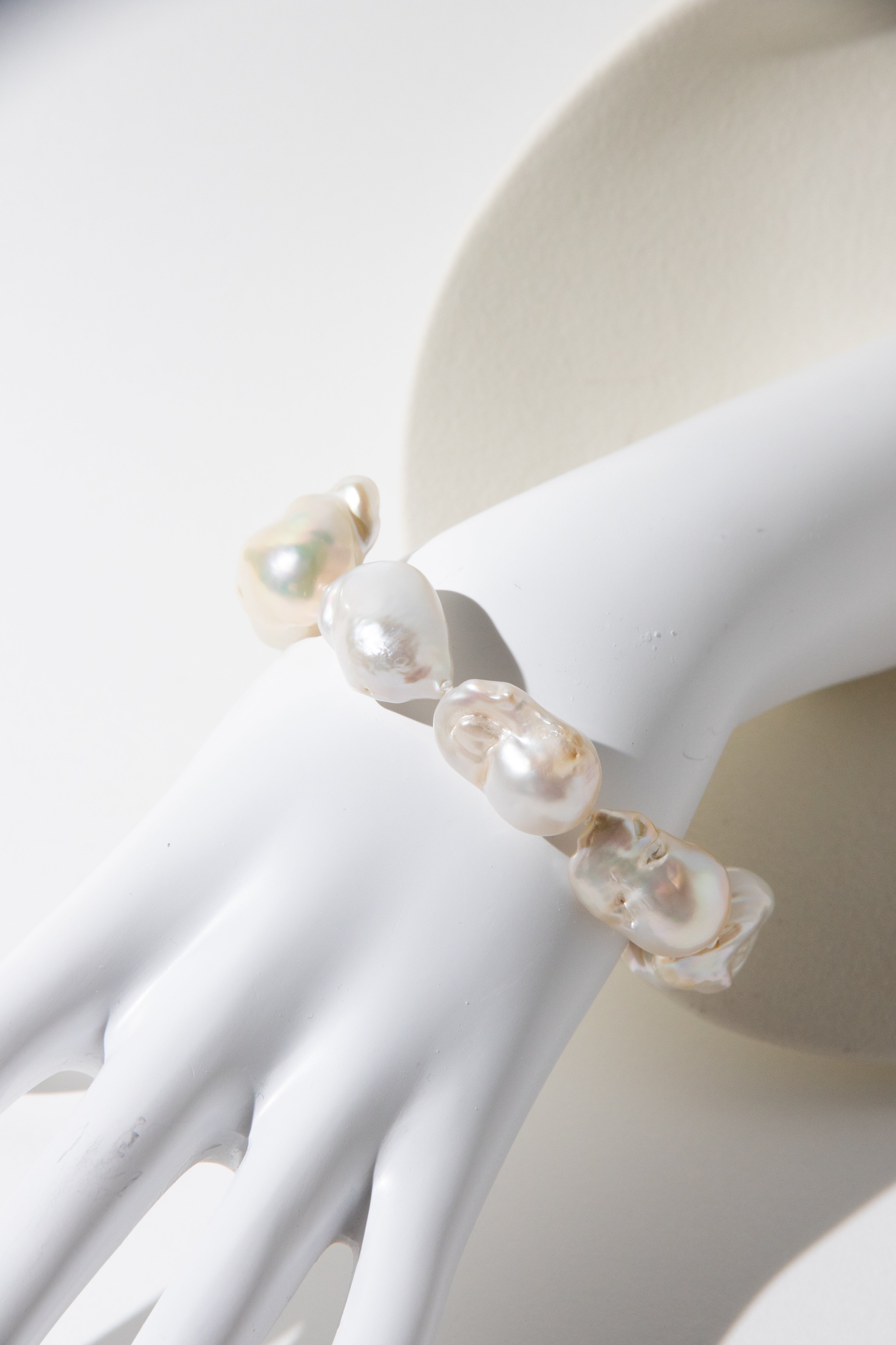 Entry level big natural white baroque pearl bracelet