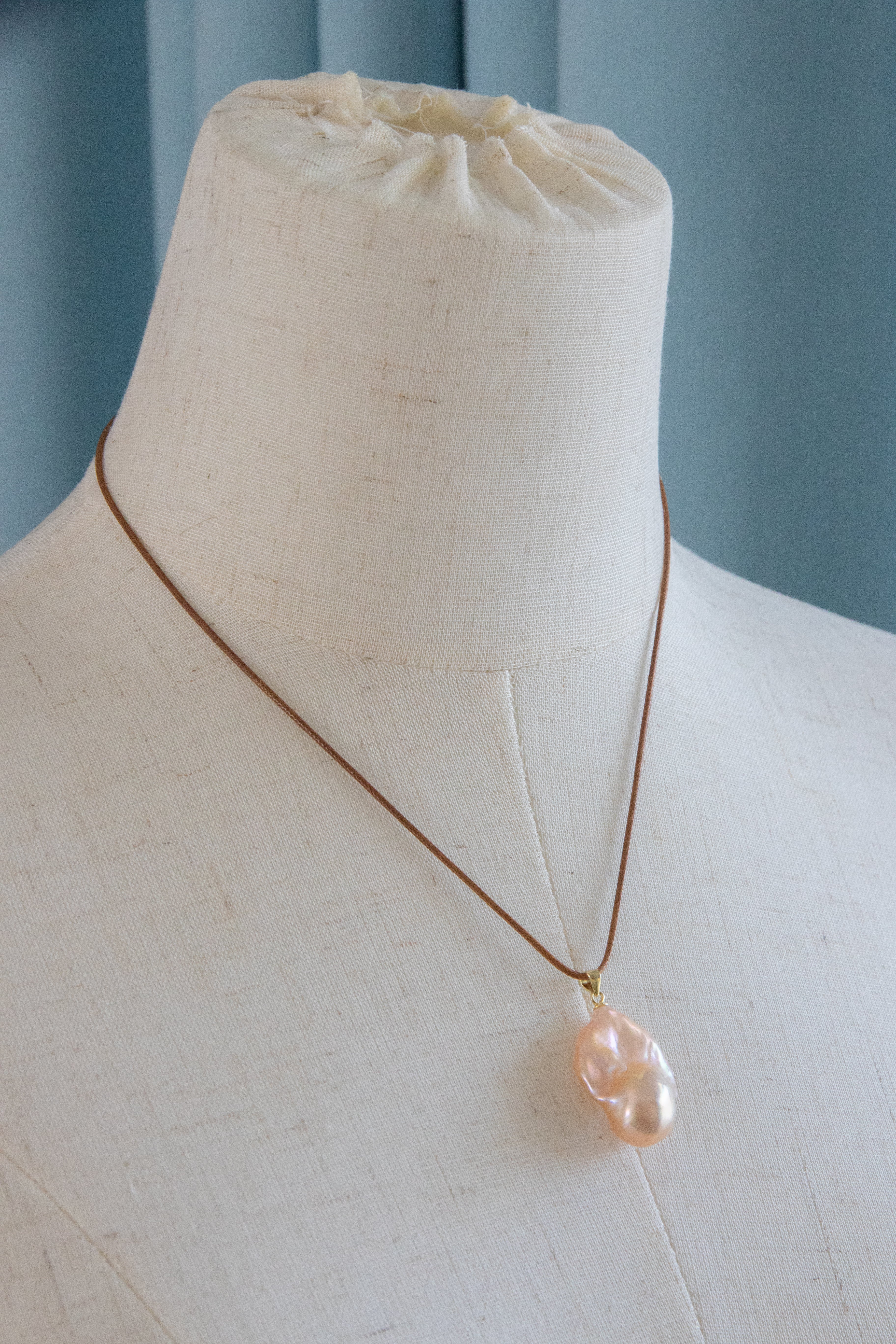 Crystal Golden dream-Unique natural freshwater baroque pearl pendant