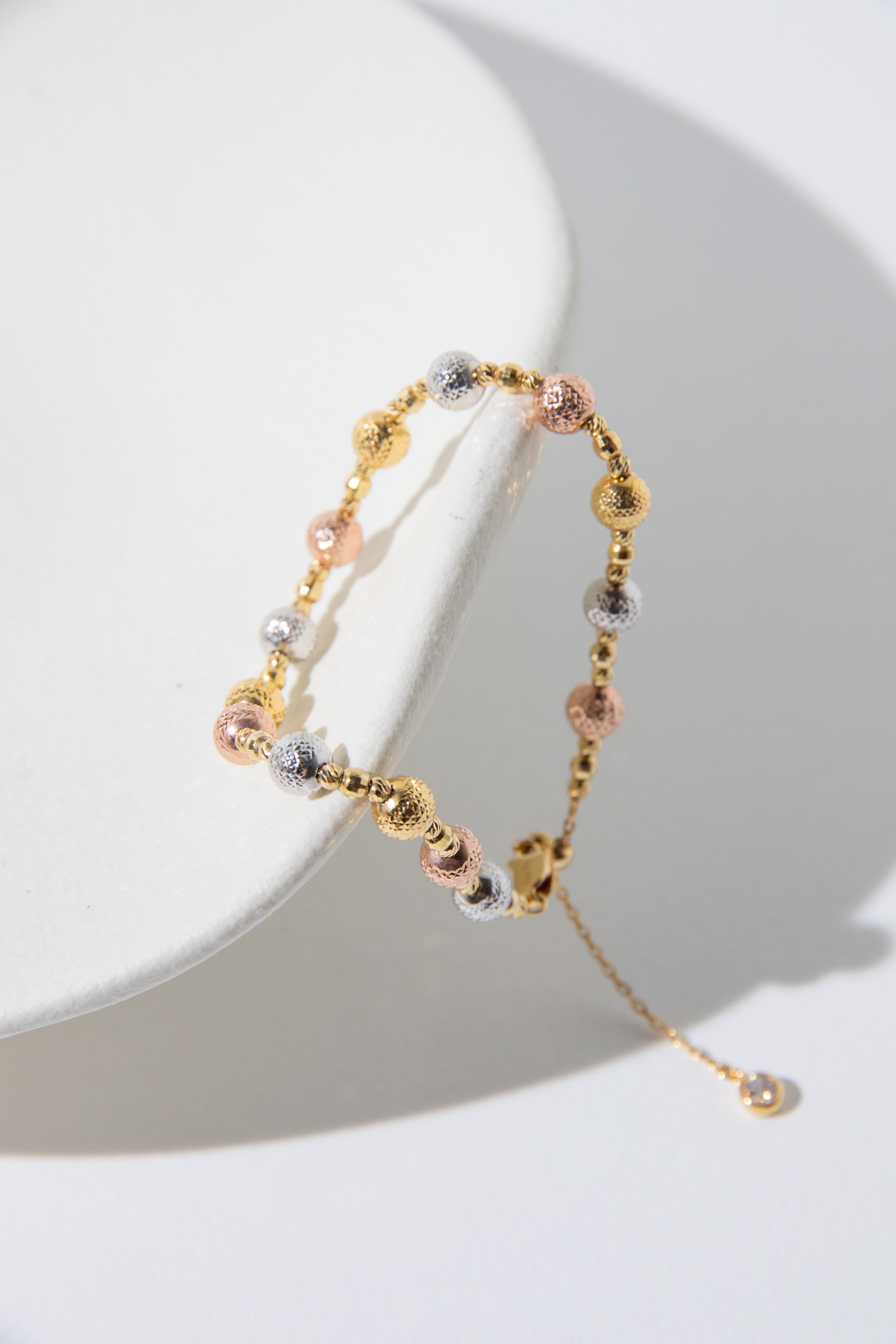 fine silver-3 colors of silver beads bracelet.