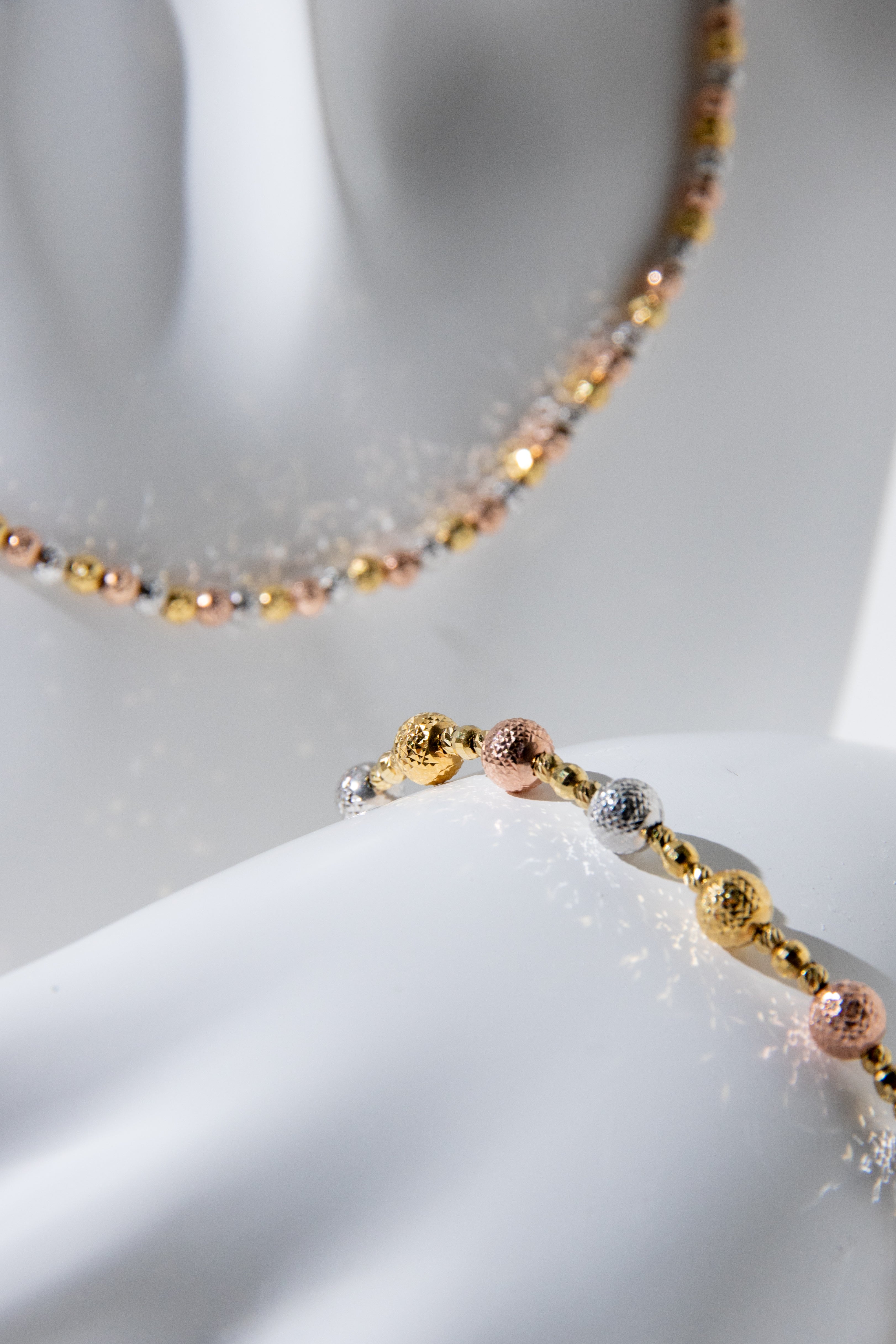 fine silver-3 colors of silver beads bracelet.