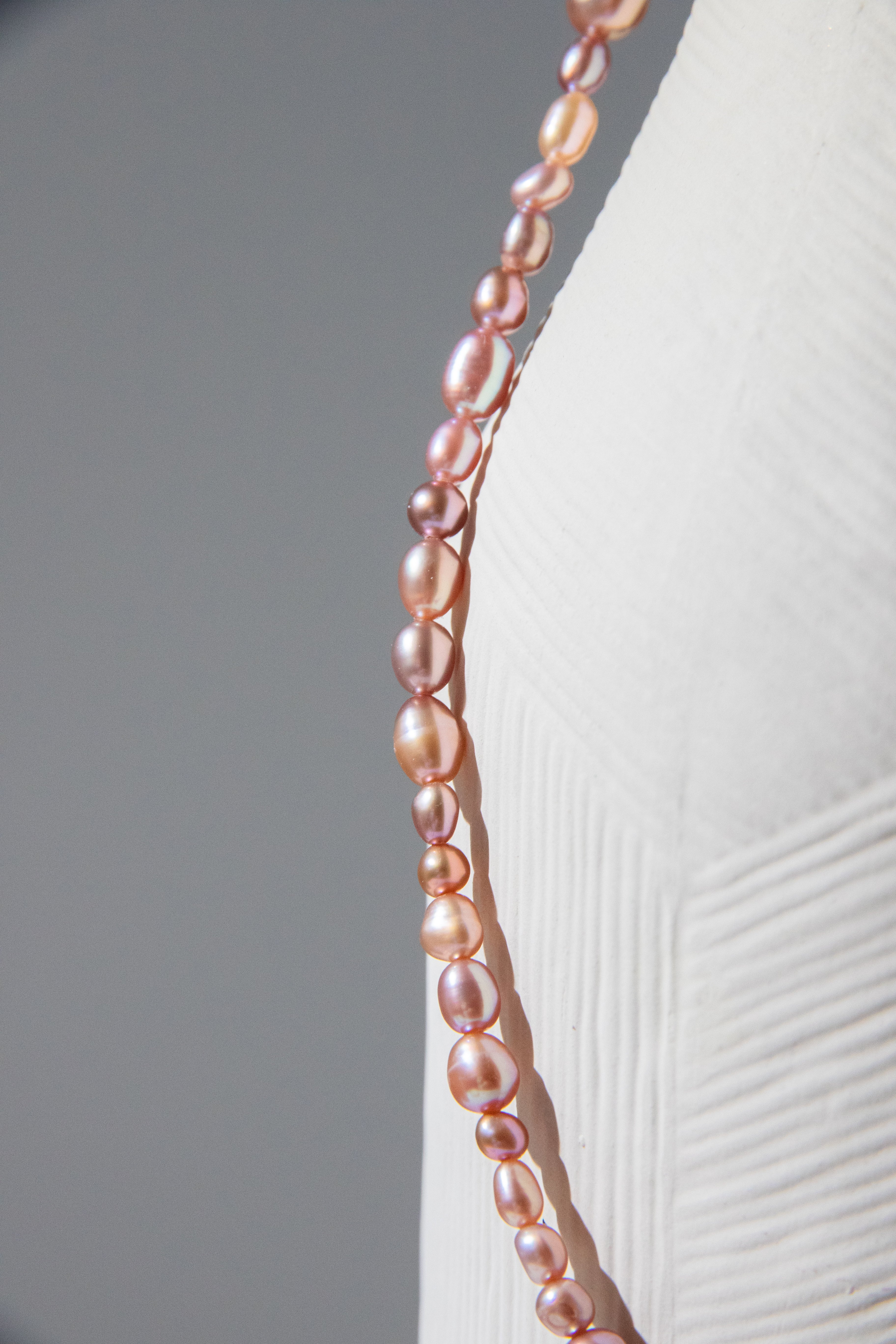 Golden Tea and Mint-Irregular mini pearls with button pearl necklace.