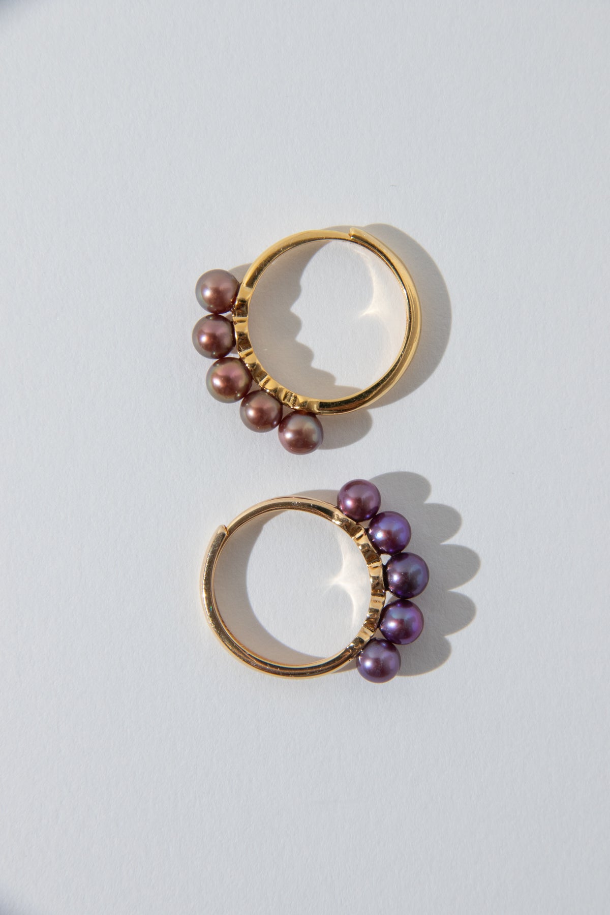 Perfect peak-mini freshwater pearl rings with excellent unique intense colors.