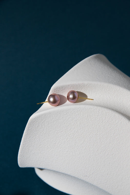 simple brown-purple freshwater pearl studs.