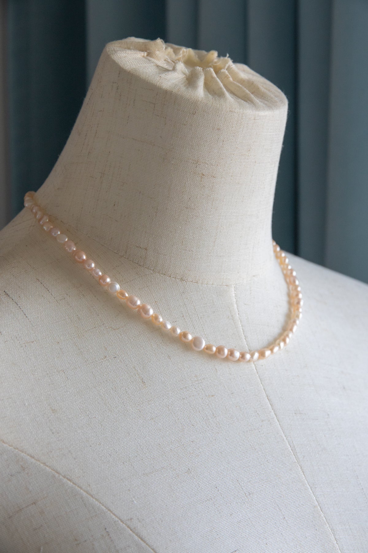natural small seedless Champagne color rice pearl necklace-entry level