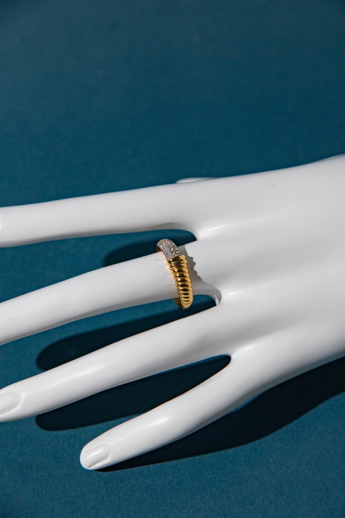 fine silver-18k gold plated solid sterling silver ring with sparkling zirconia stones